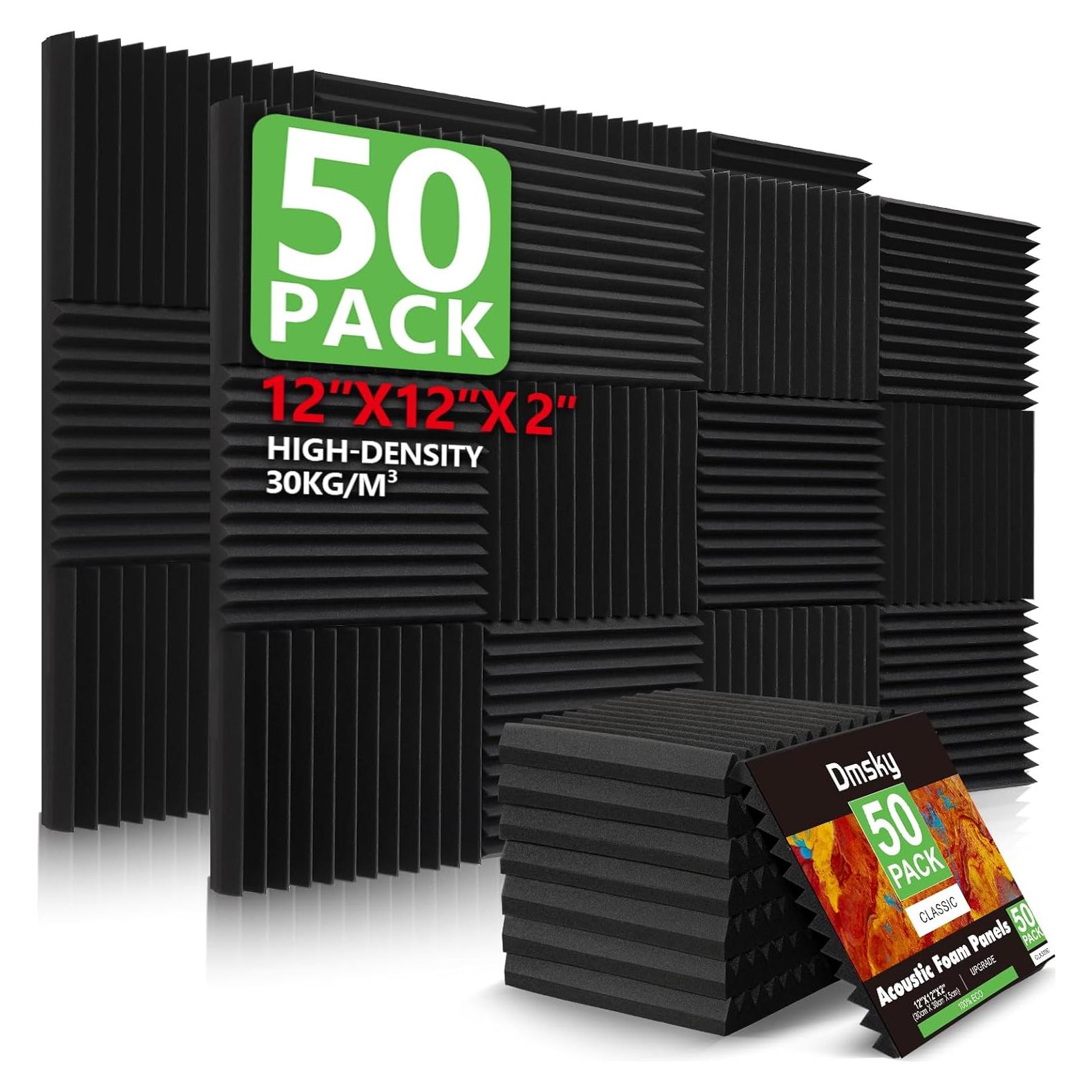 Paquete de 50 Paneles de Espuma Acústica Dmsky 5x5 cm