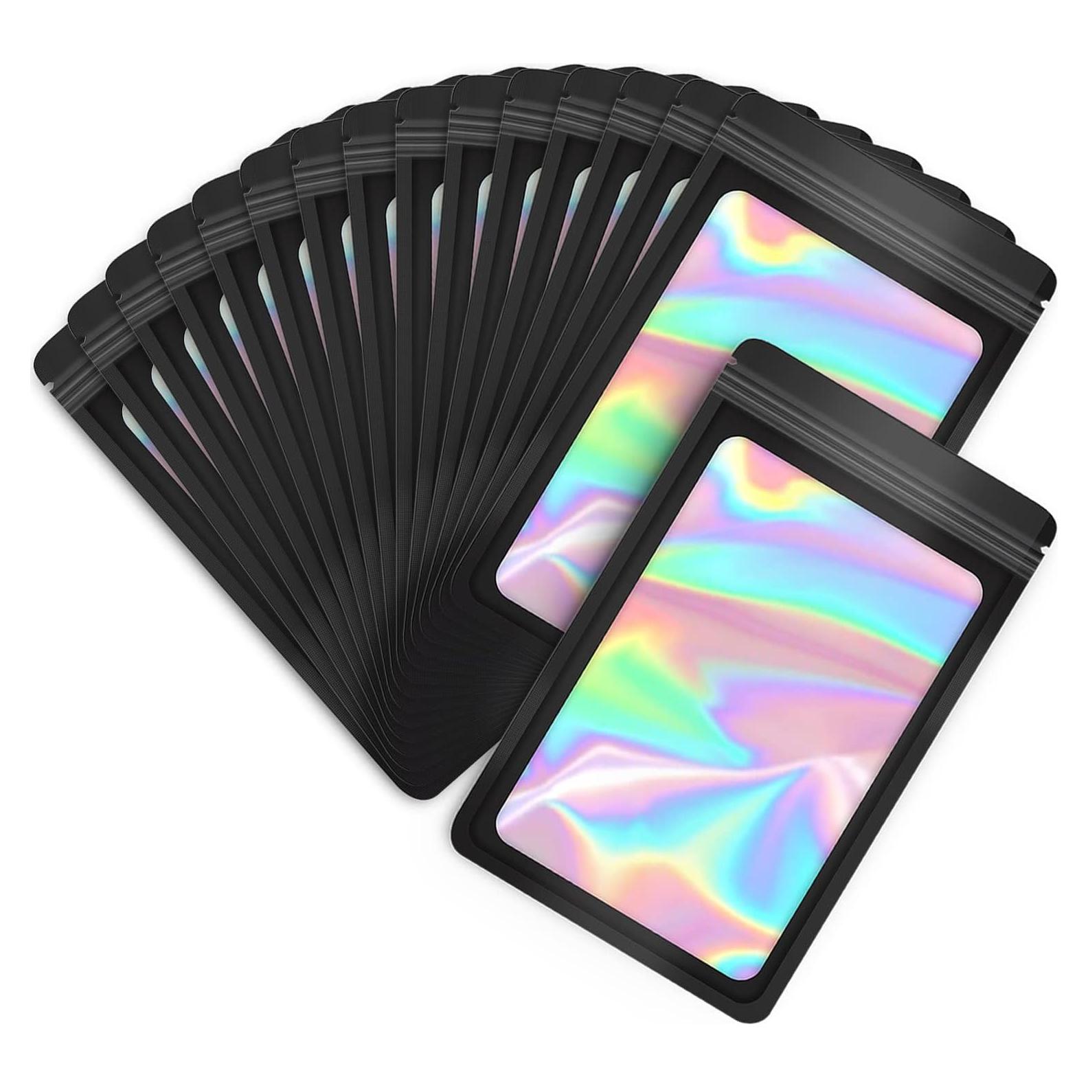 Paquete de 100 bolsas Mylar resellables EONJOE 7.62x7.62 cm negro