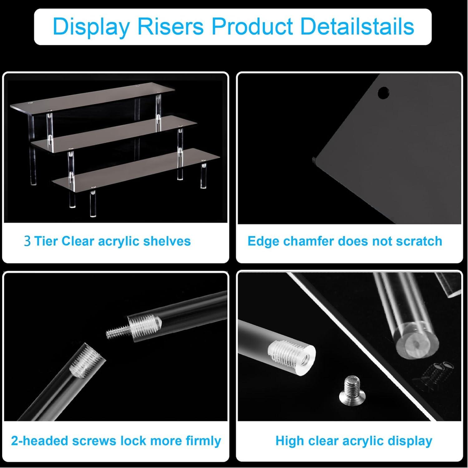 Soporte Organizador de Perfume Acrílico Negro 3 Niveles 29.5x20.3cm