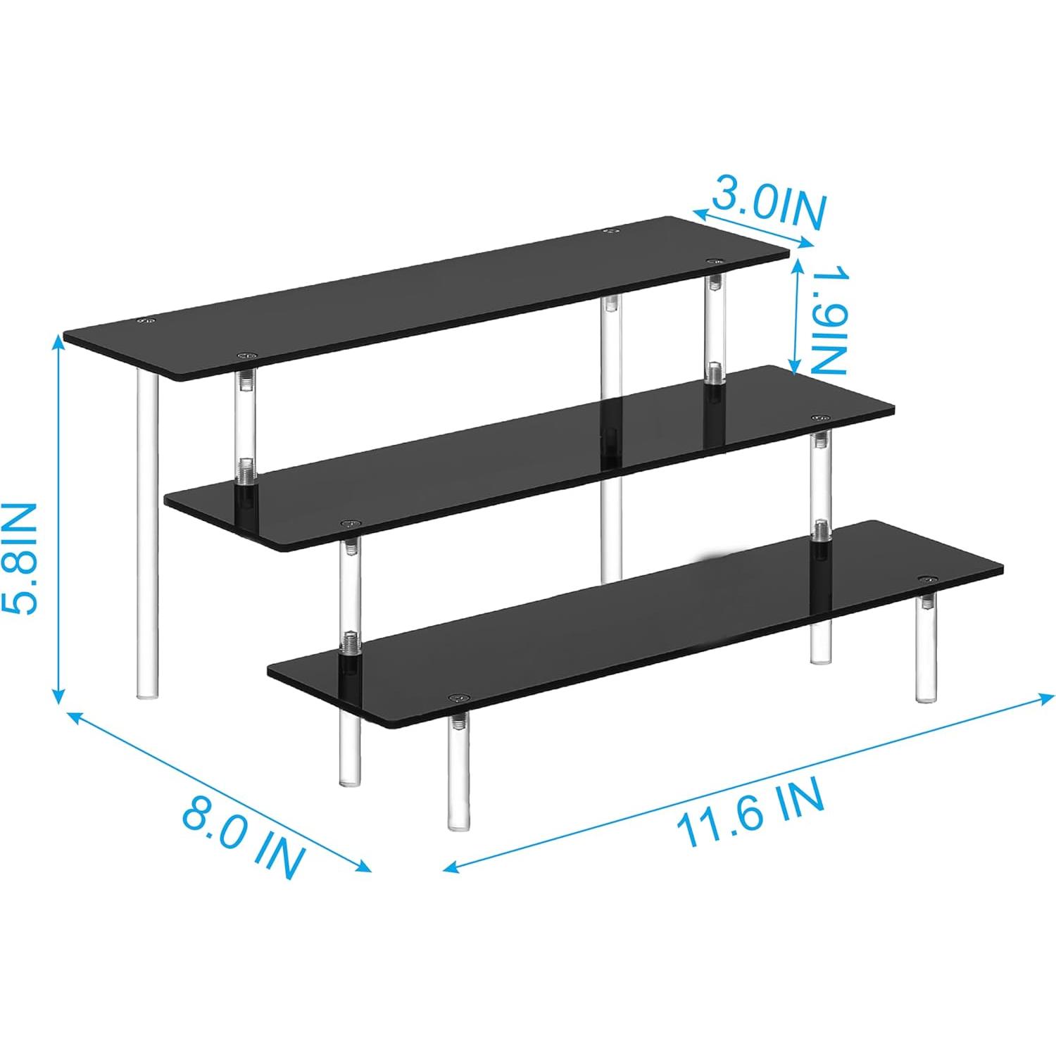 Soporte Organizador de Perfume Acrílico Negro 3 Niveles 29.5x20.3cm