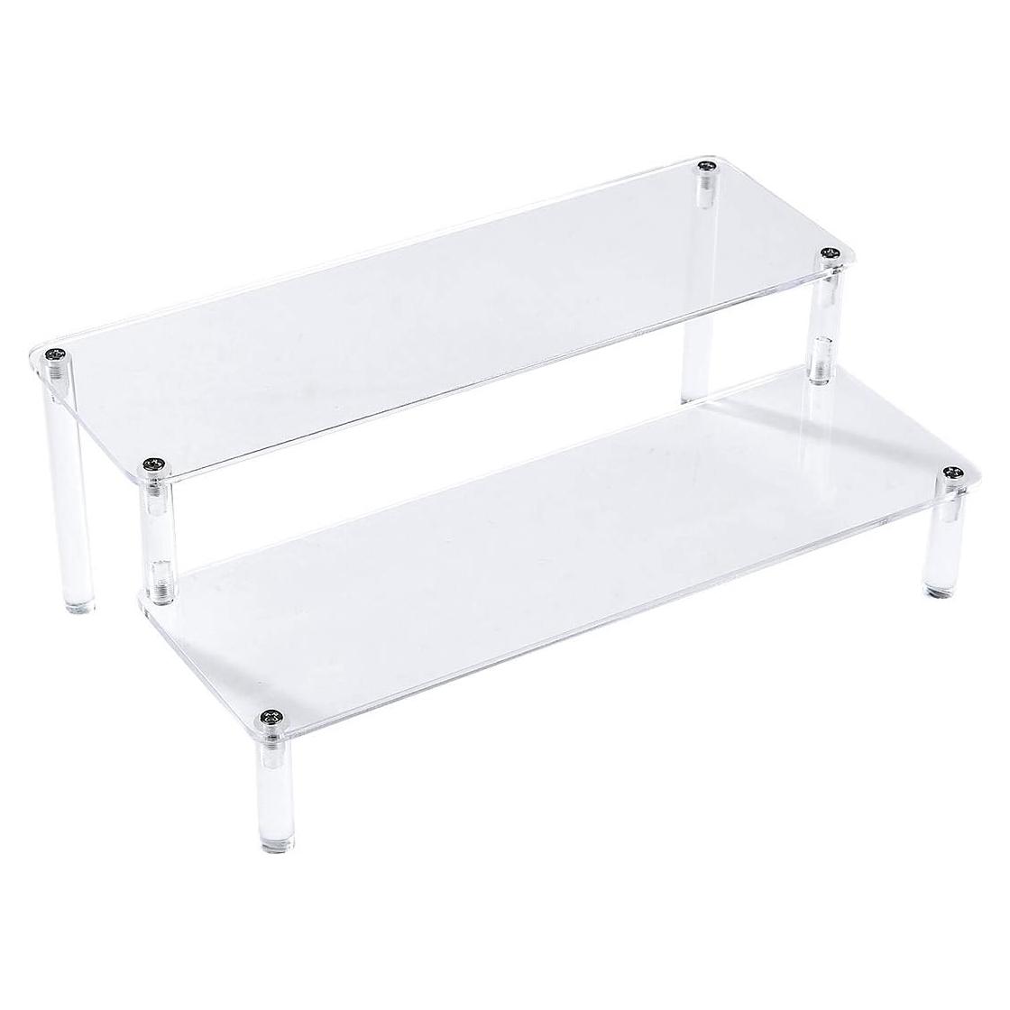 Estante de exhibición acrílico transparente BYCY 2 niveles 30.5x17.5 cm