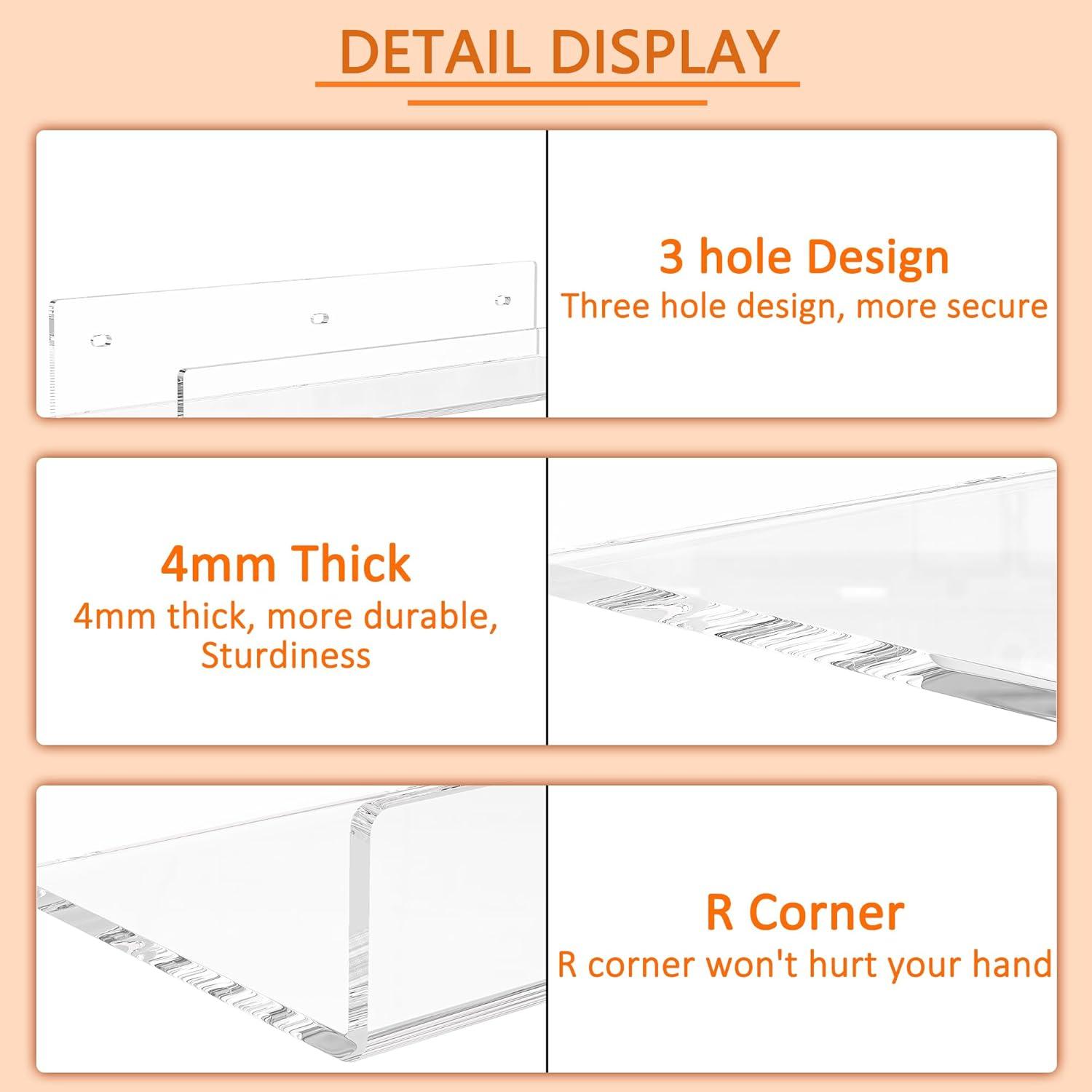 Estante Flotante de Acrílico Hexsonhoma 45.7 cm 2 Paquete