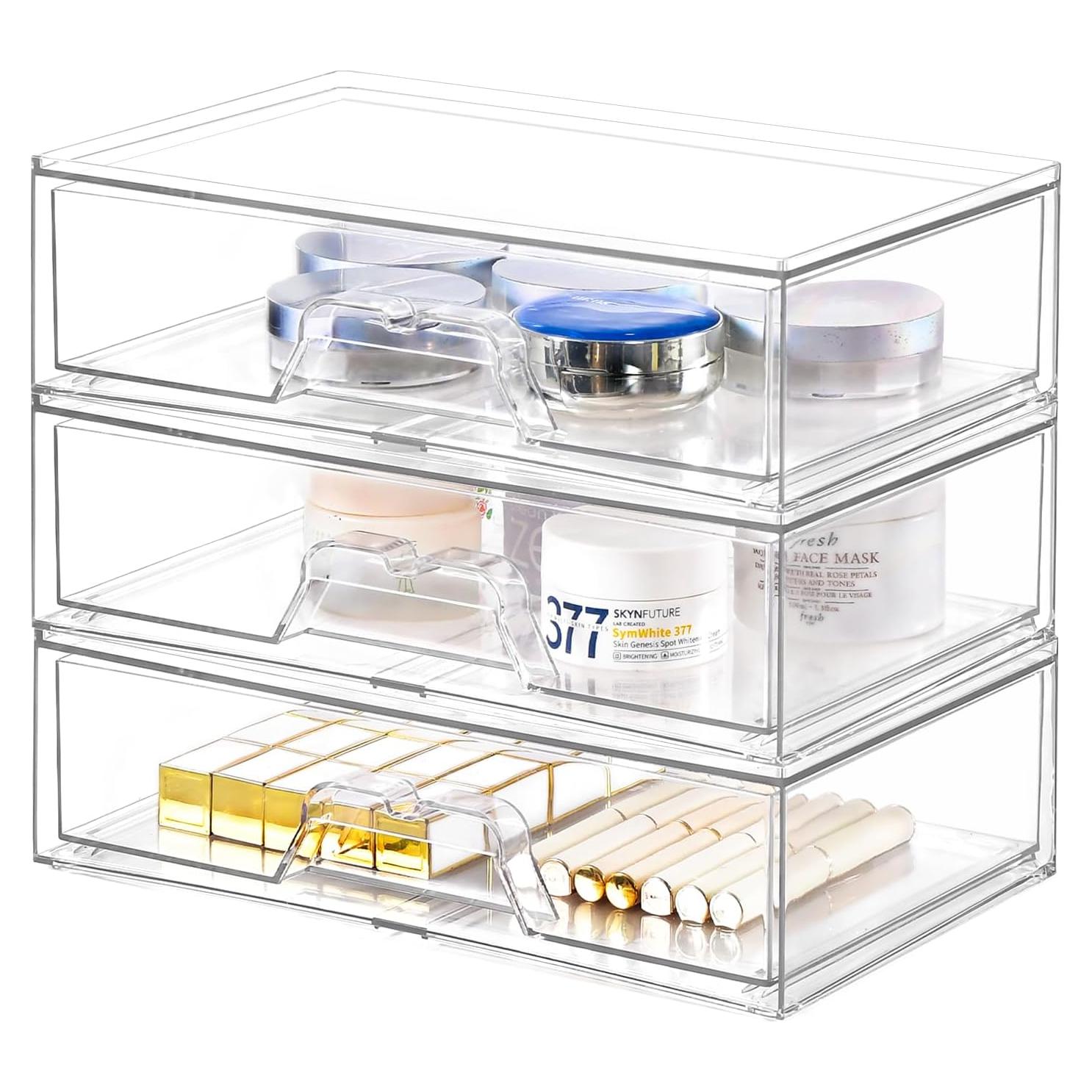 Organizador de Maquillaje Apilable Stebopum 3 Cajones Acrílico 30.7cm