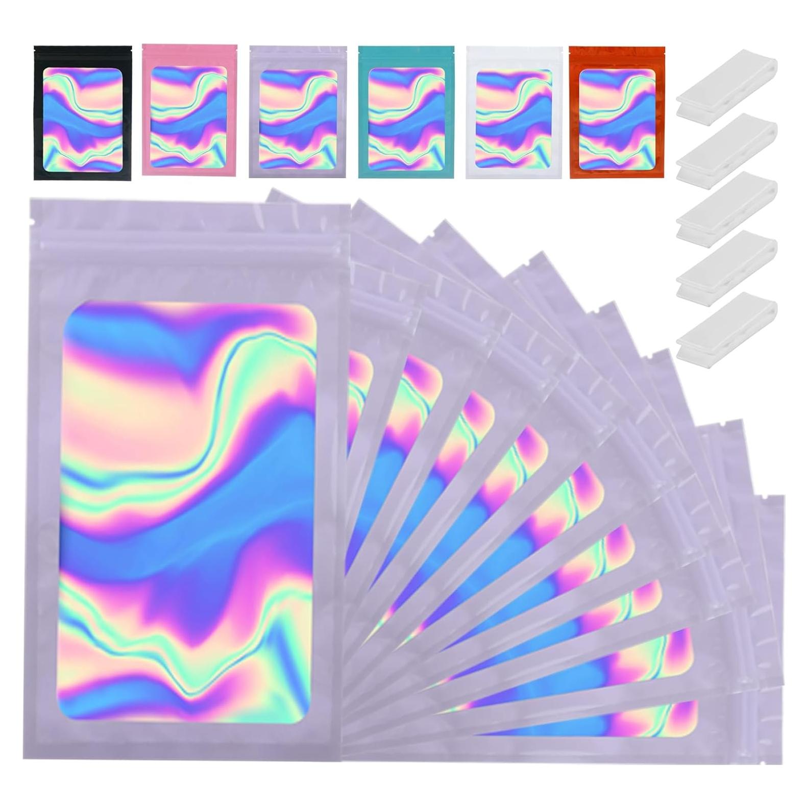 120 Bolsas Mylar Holográficas 7x10 cm GcFoir Reutilizables