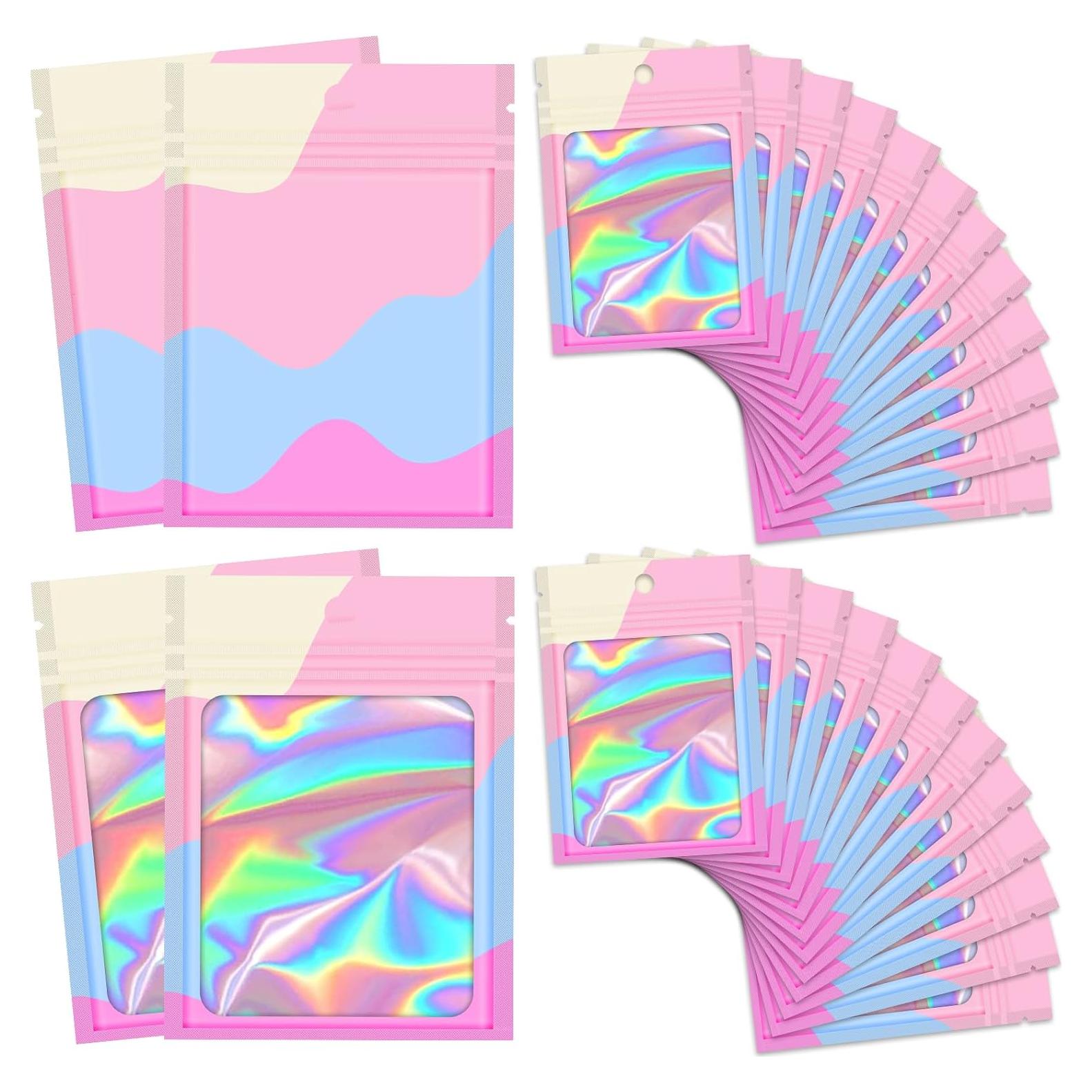 100 Bolsas de Empaque Holográficas Reutilizables 8.89x11.94cm