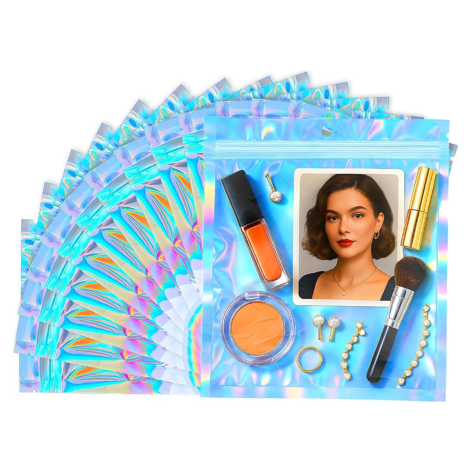 100 Bolsas Reutilizables Mylar 15x20 cm Holográficas Cherodada