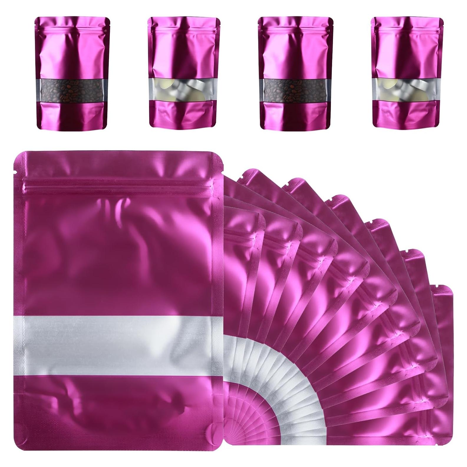 Bolsas Mylar 200 Pcs GcFoir 10x15 cm con Ventana Morado