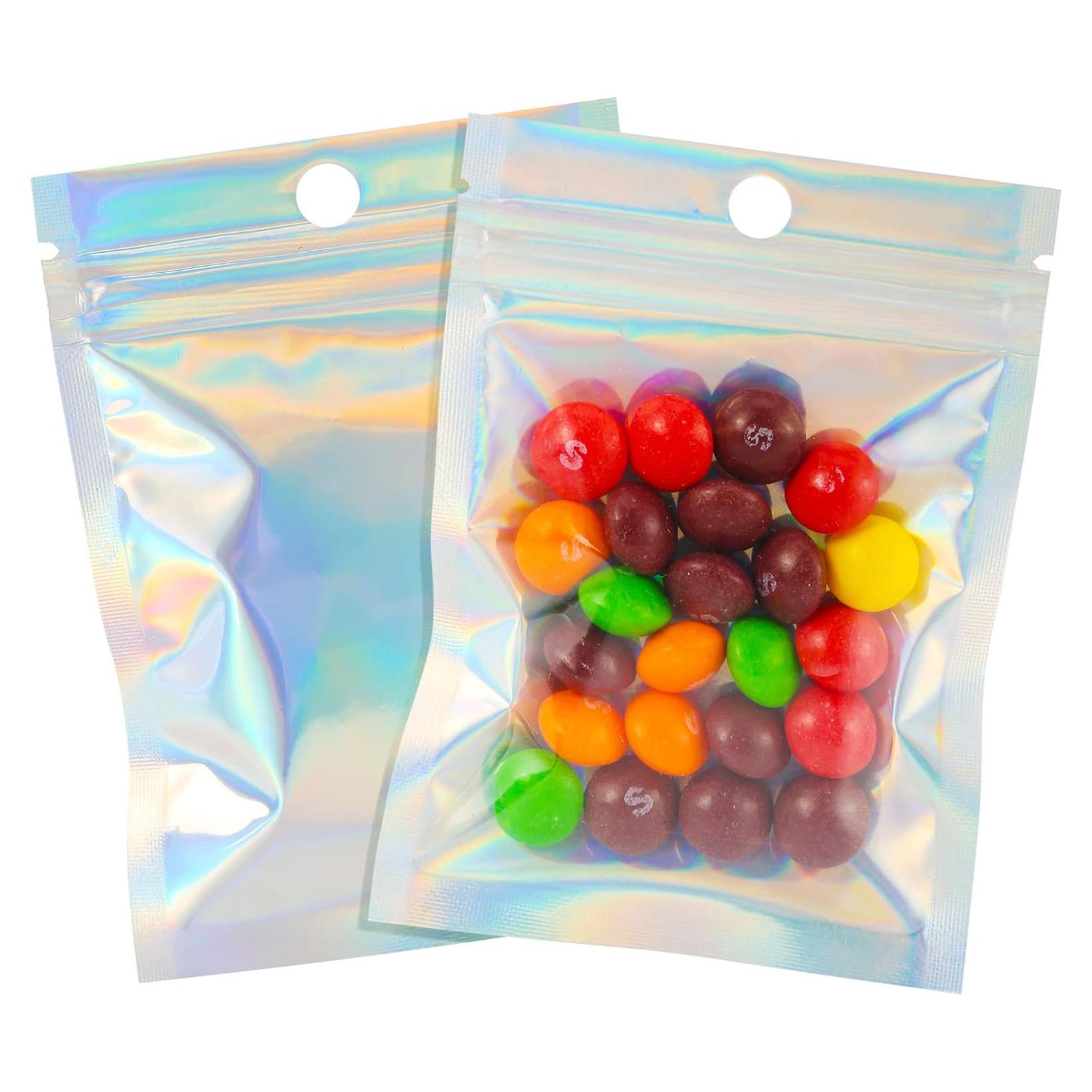 Bolsas Mylar Reutilizables MALENOO 100 Pcs 7.6x10 cm Holográficas