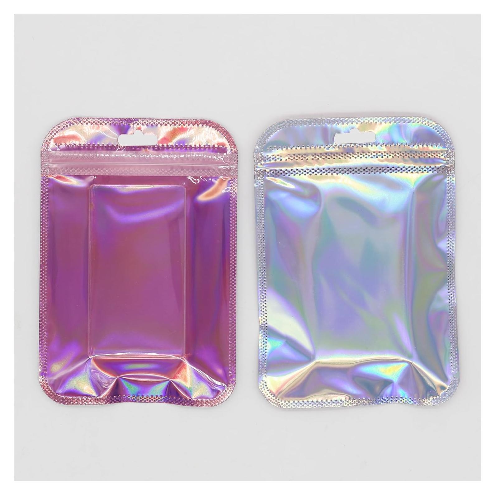 Paquete de 100 Bolsas Reutilizables QQ Studio 8.26x12.7cm Holográficas