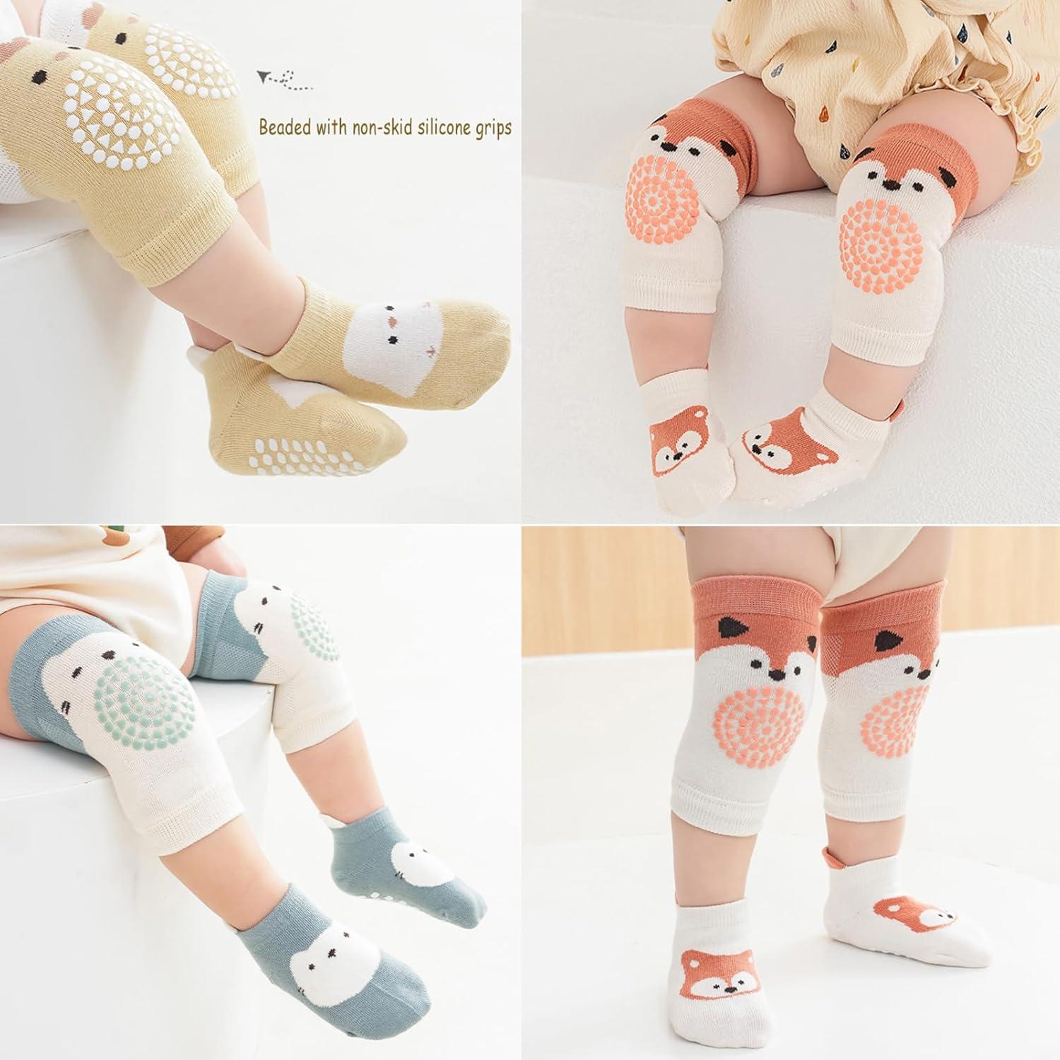 Feidoog Conjunto de Rodilleras y Calcetines Antideslizantes Bebé