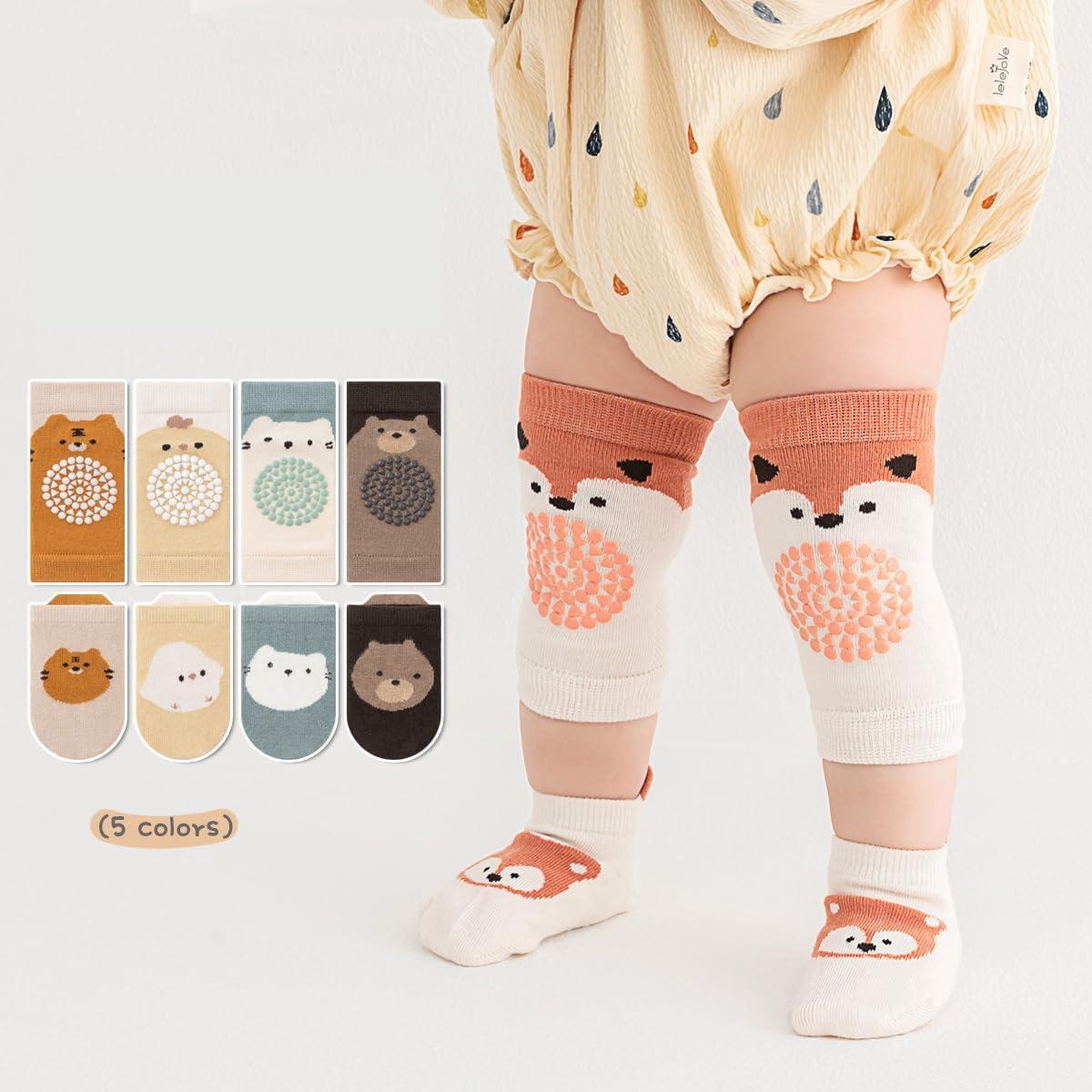 Feidoog Conjunto de Rodilleras y Calcetines Antideslizantes Bebé