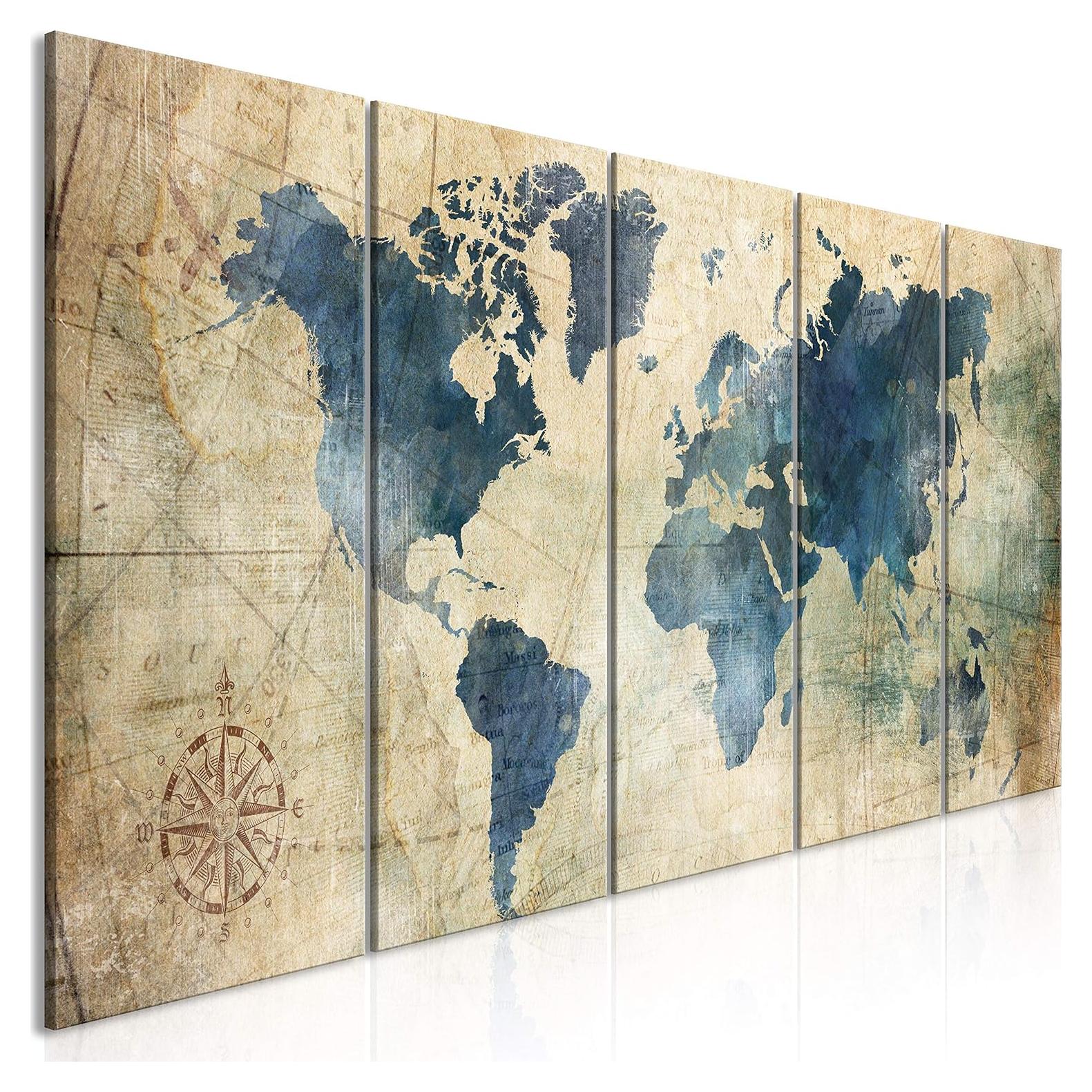 Lienzo Acústico Artgeist Mapa Mundial 150x60 cm 5 Piezas