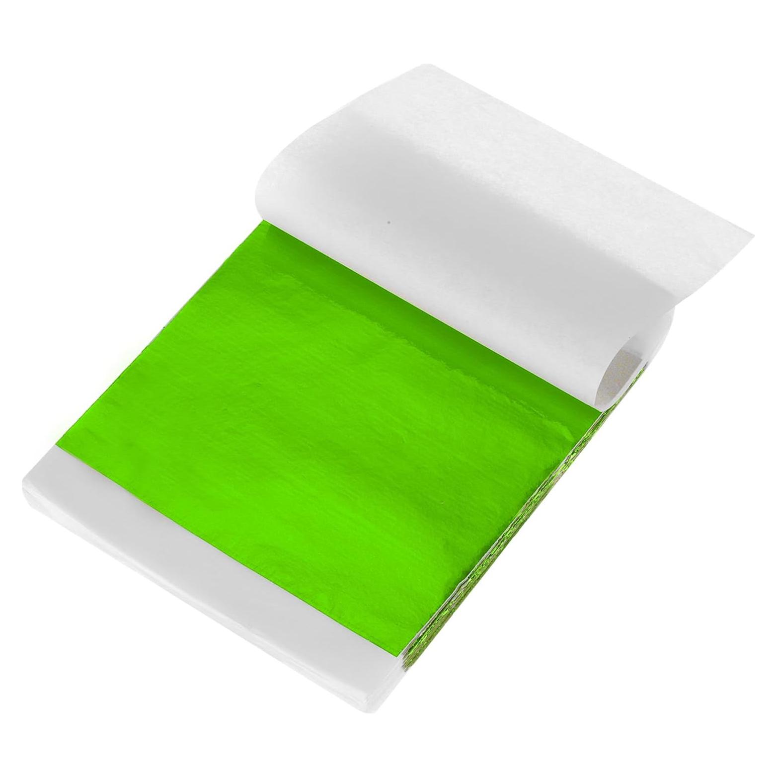 Hojas de Foil de Oro Imitación MECCANIXITY 100 Pcs 14x14cm Verde