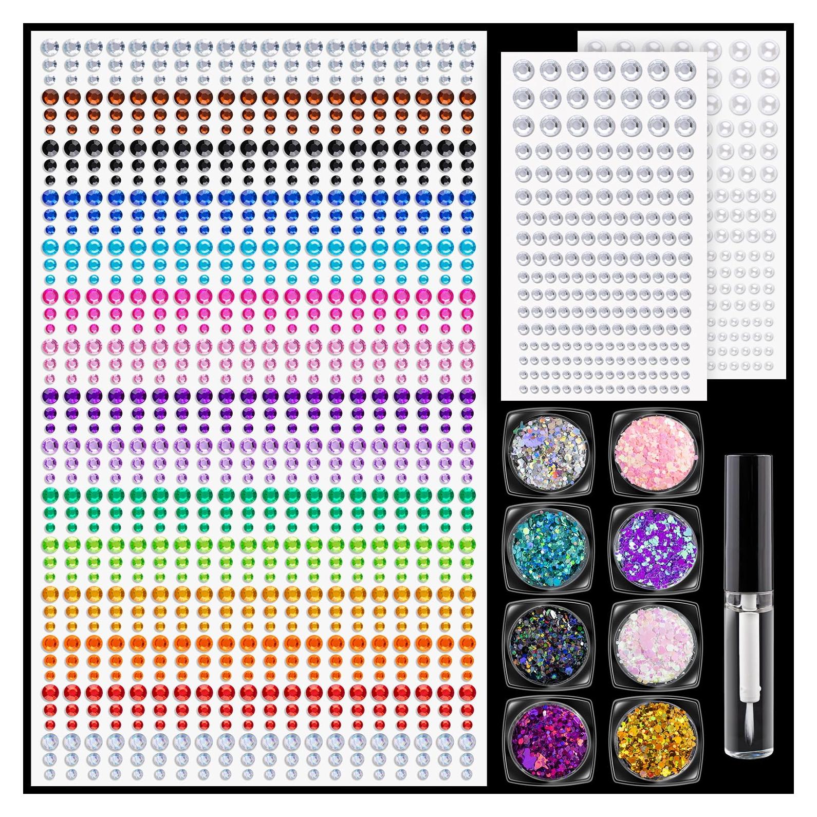 Set de Pegatinas de Gemas y Brillo Grueso BLLEBOOST - 1294 Pcs