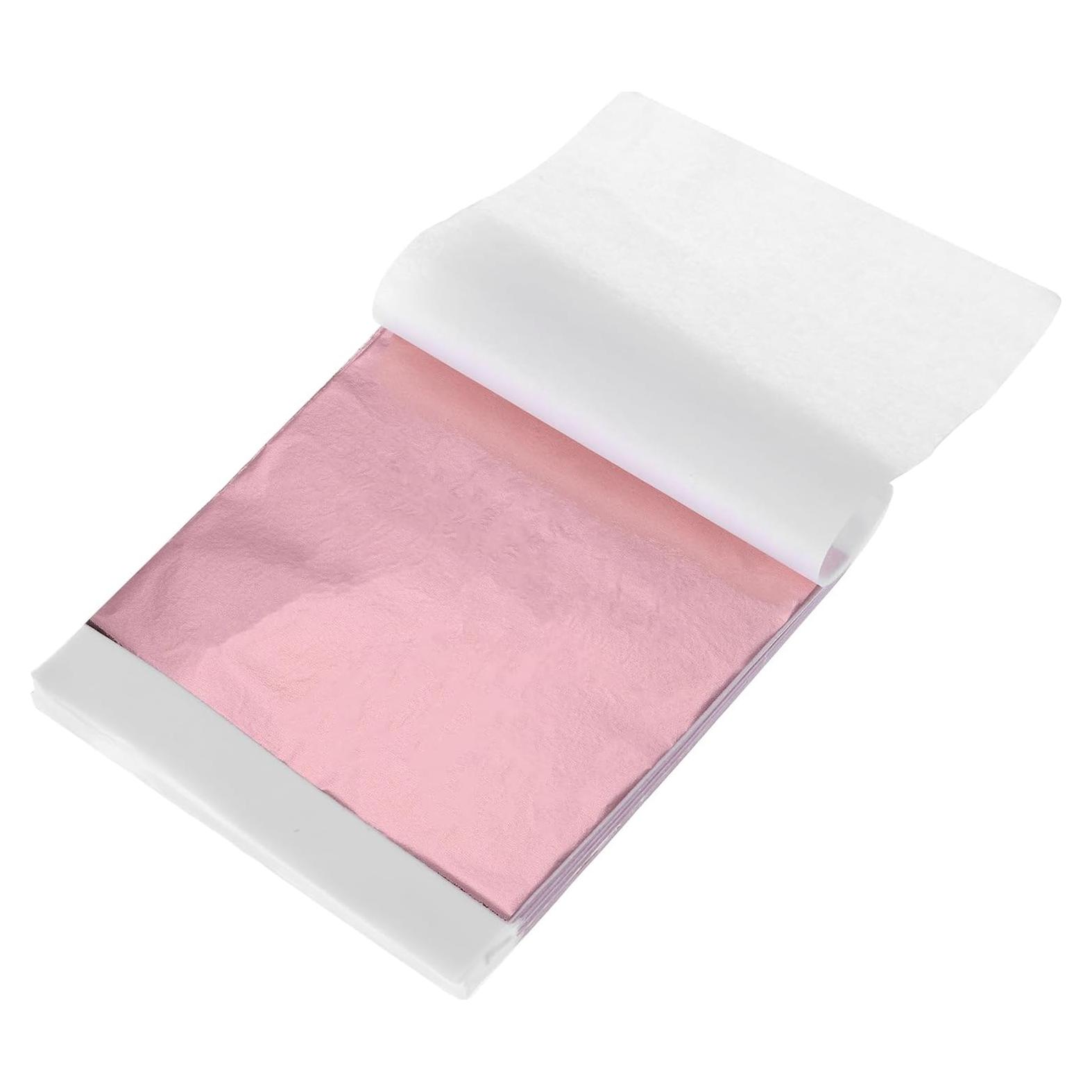 Hojas de Oro Imitación MECCANIXITY 200 Pcs 14x14 cm Rojo Rosa