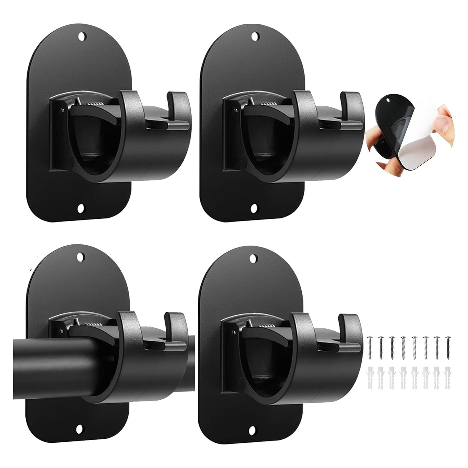 Soporte de Varilla de Cortina Autoadhesivo Cadorasty 4PCS Negro