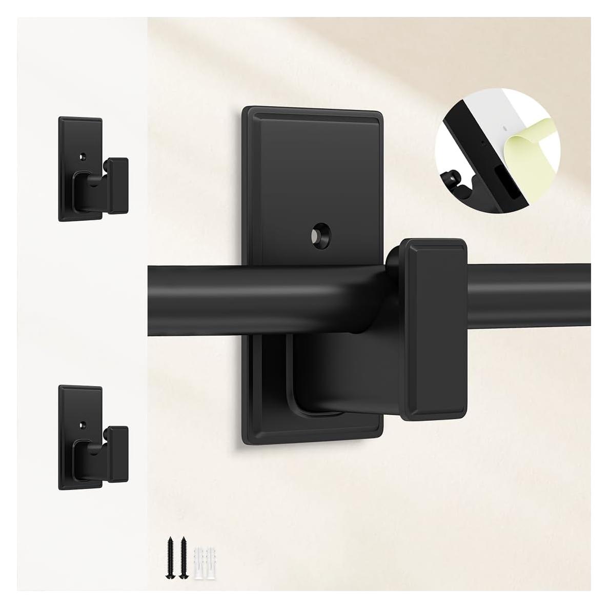 Soportes de Barra de Cortina Sin Taladro TKZTKZ - 2 Piezas Negros