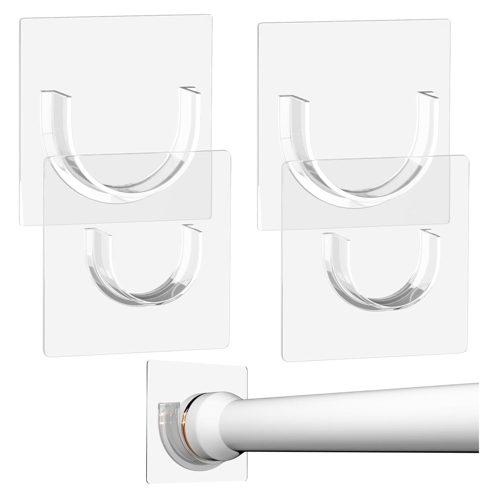 Soporte Adhesivo para Barra de Ducha YEHOSHUN - 4 Piezas, Transparente