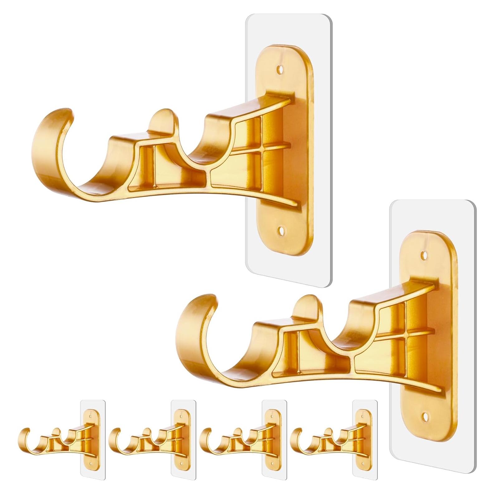 Soporte de Varilla de Cortina Doble Antimbee 6 Paquetes Dorado