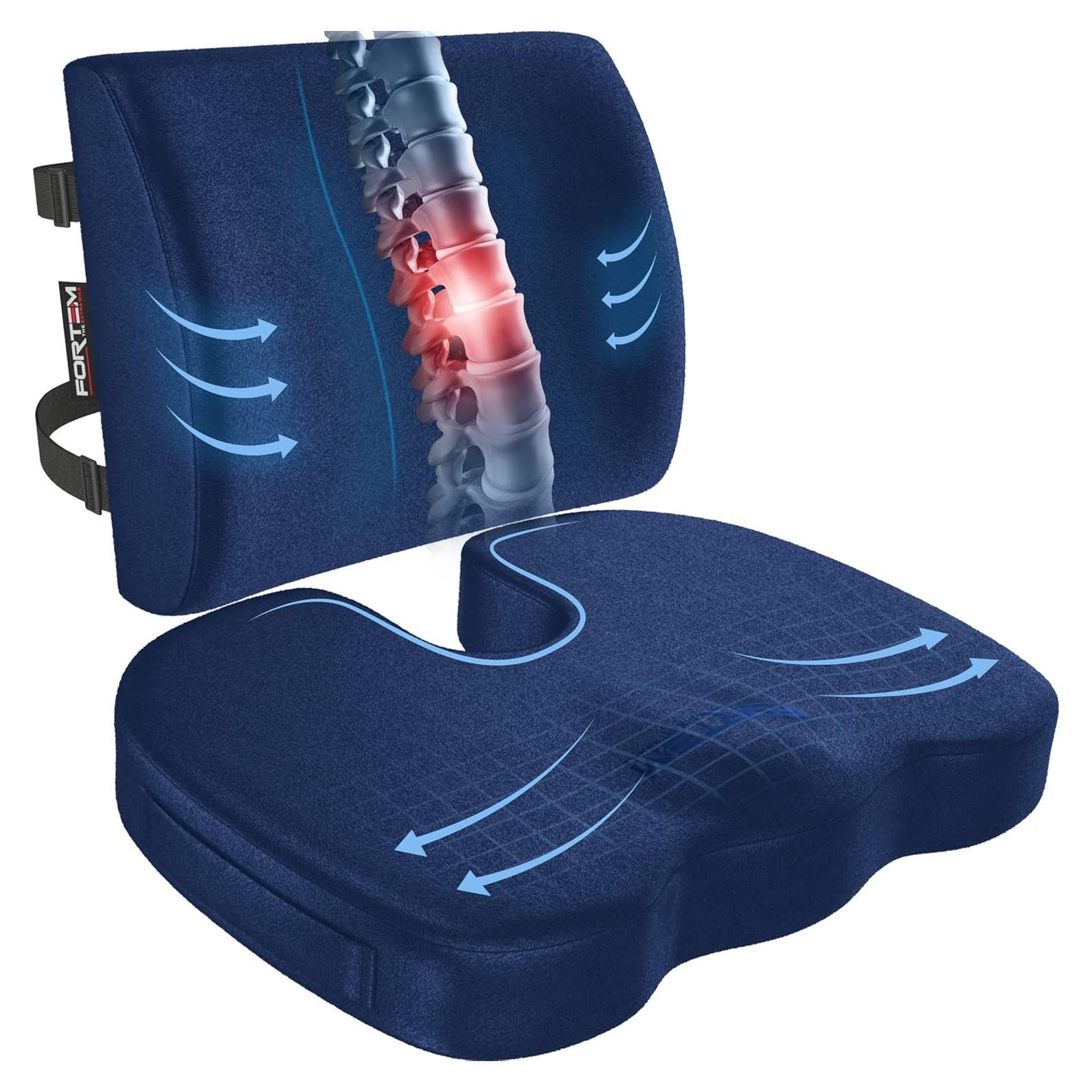 Cojín de Asiento y Almohada Lumbar FORTEM Espuma Memoria