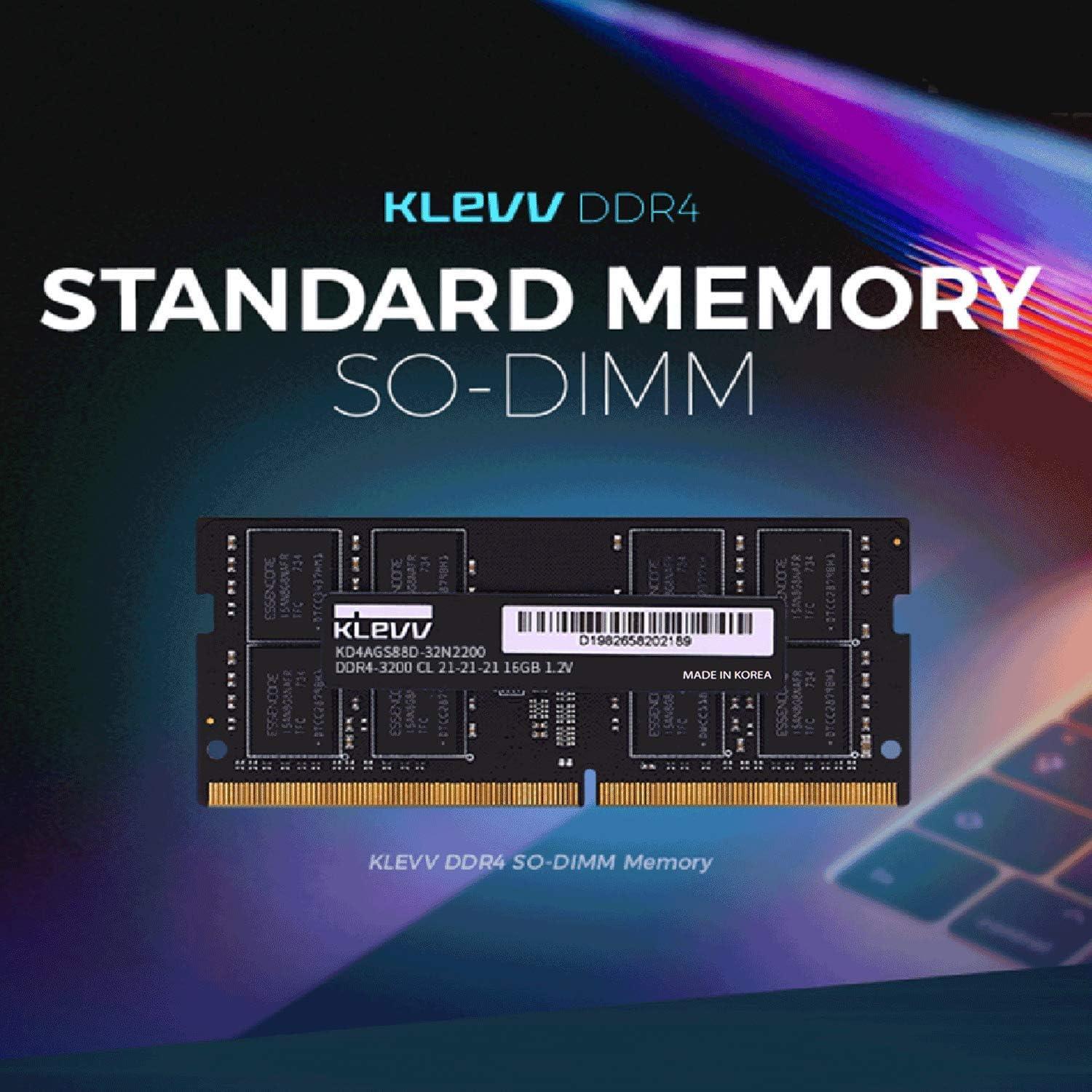 Memoria RAM KLEVV DDR4 16GB SO-DIMM 3200MHz CL22 Negro