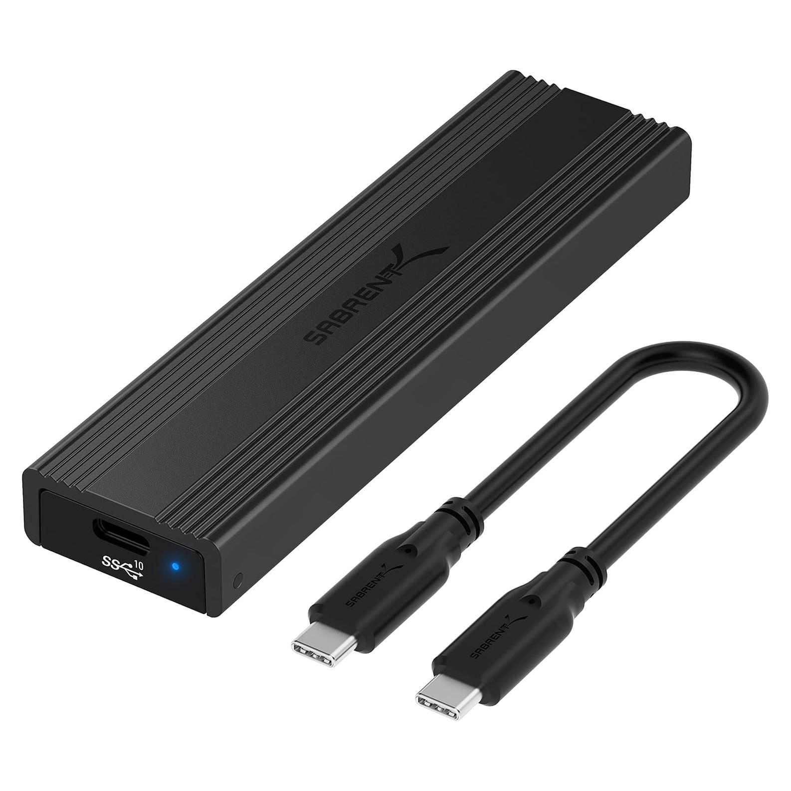 Sabrent USB 3.2 Type-C Tool-Free Enclosure for M.2 PCIe NVMe and SATA SSDs (EC-SNVE)
