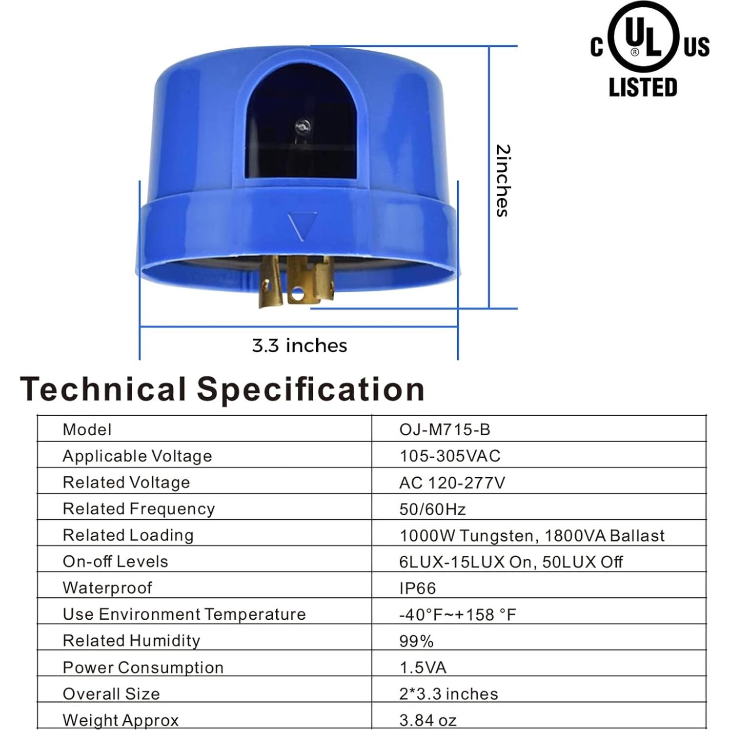 Sensor de Fotocélula AIKVSXER OJ-M715-B IP66 con Base