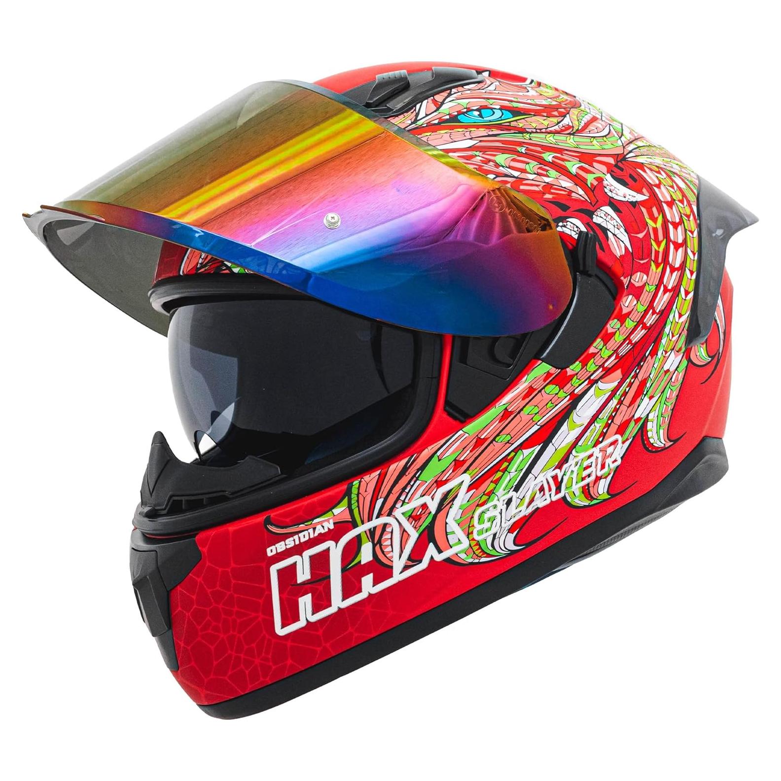 Casco Integral HAX Obsidiana Doble Visera Rojo Slayer L