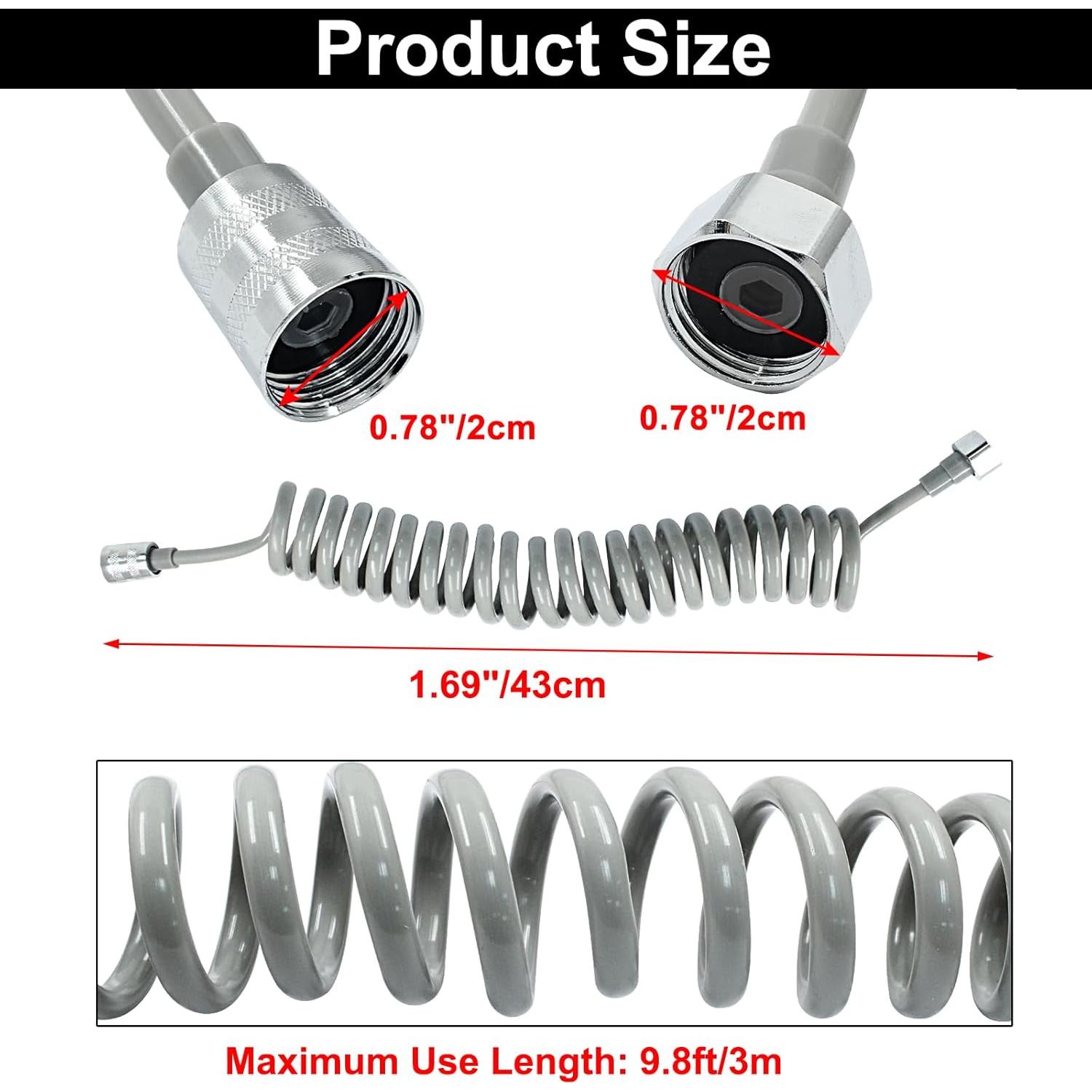 Manguera de Bidet Flexible Coufce 3m Gris PU Acero Inoxidable