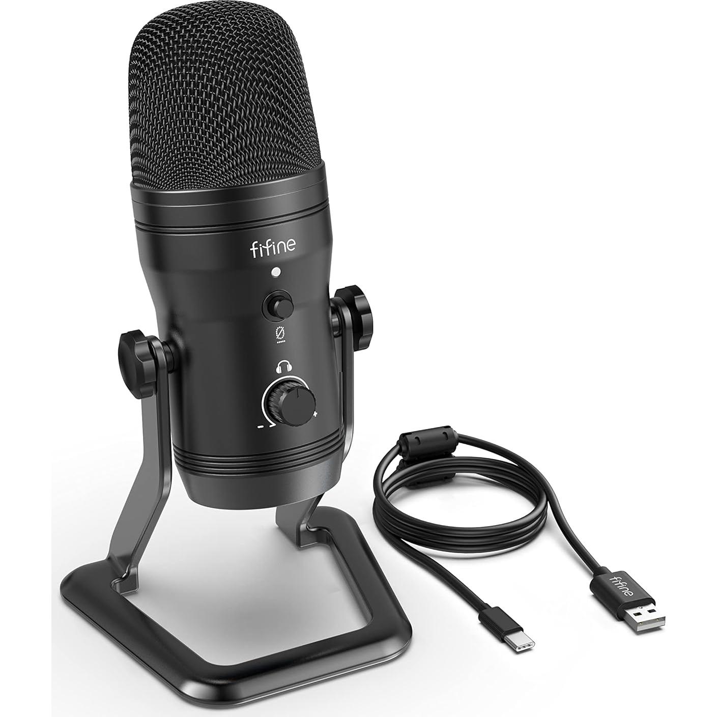 Micrófono de Estudio USB FIFINE K690 con 4 Patrones de Captura