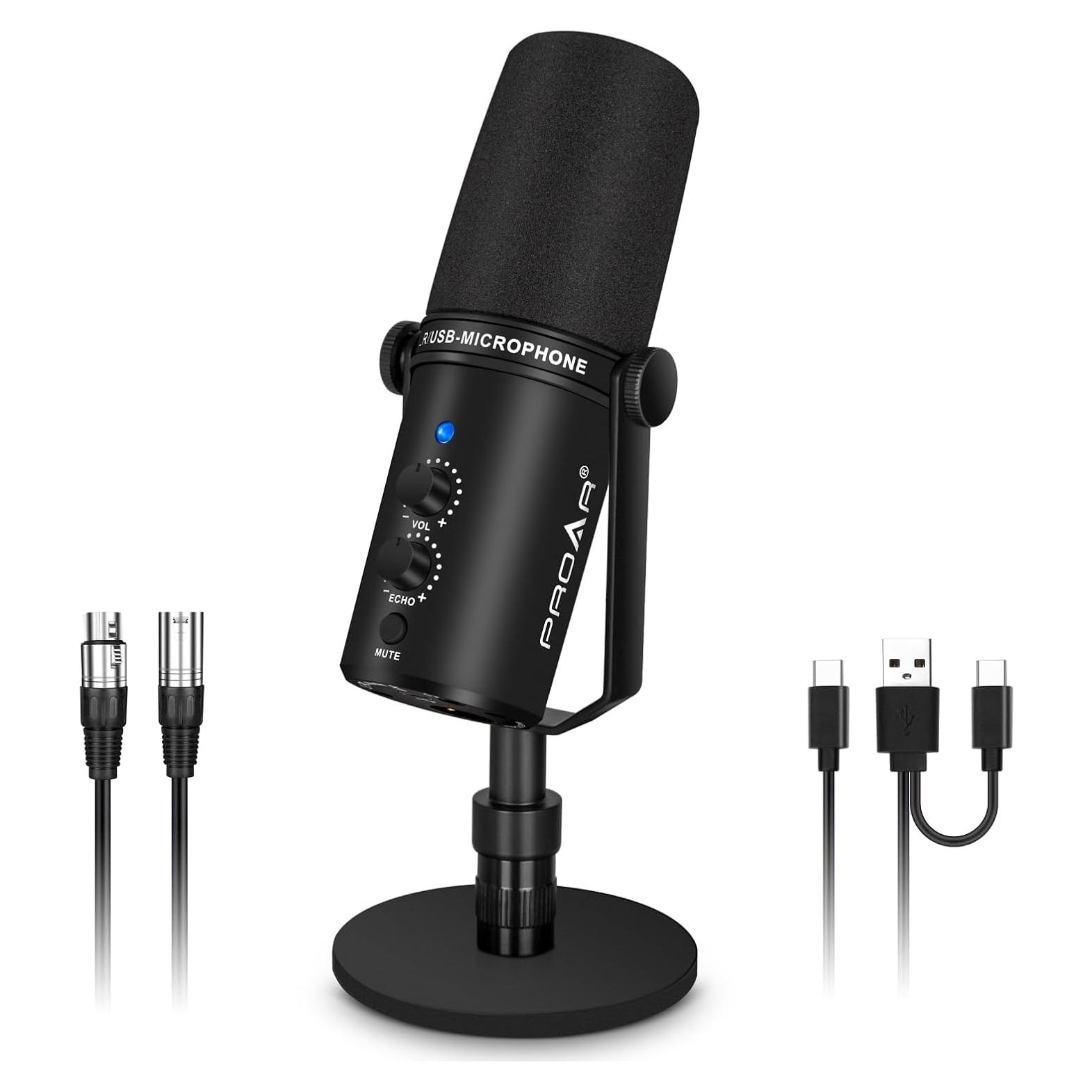Micrófono Dinámico XLR/USB PROAR V7 con Cancelación de Ruido