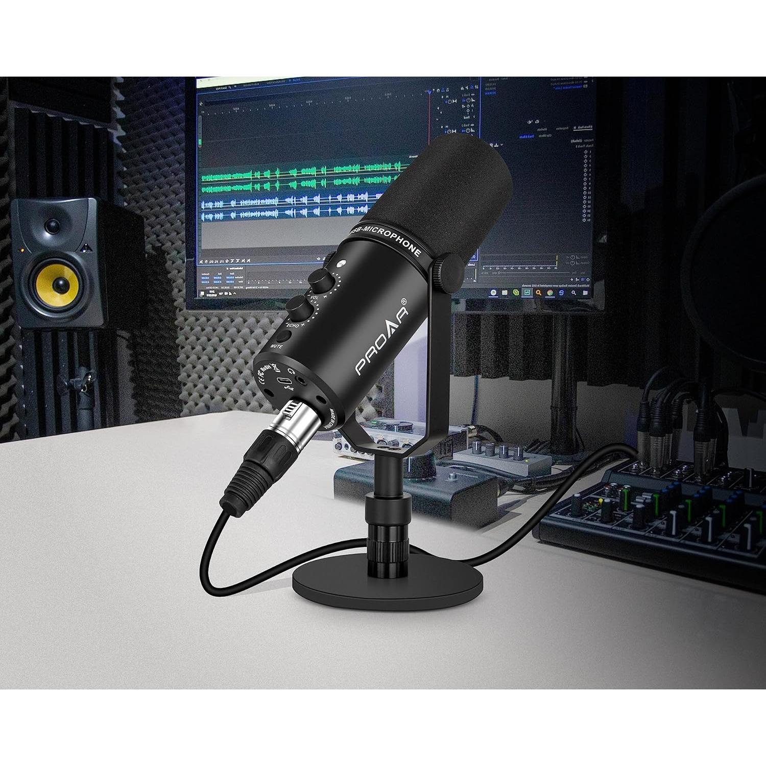 Micrófono Dinámico XLR/USB PROAR V7 con Cancelación de Ruido