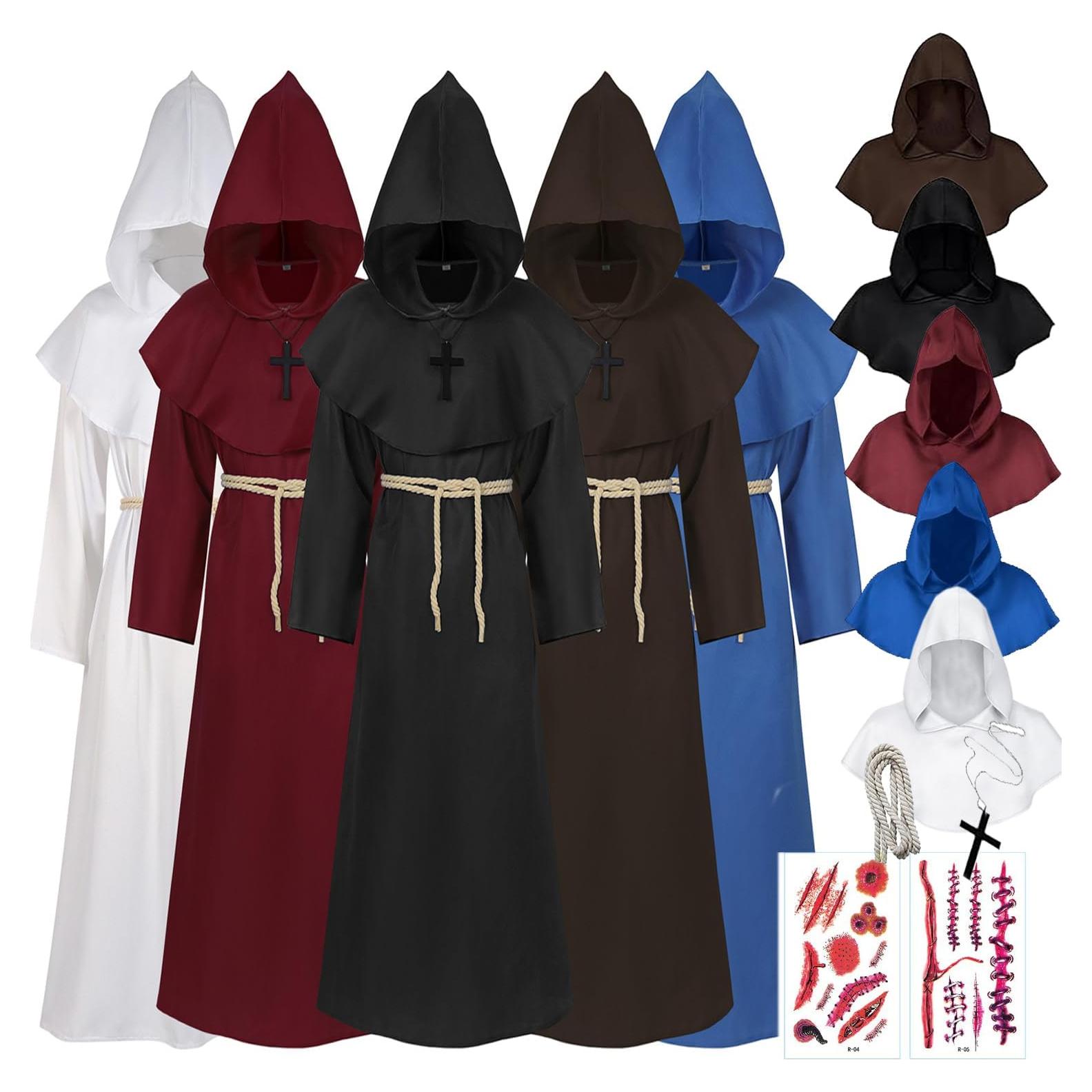 Túnica Medieval con Capucha Unisex - Disfraz Halloween Adultos