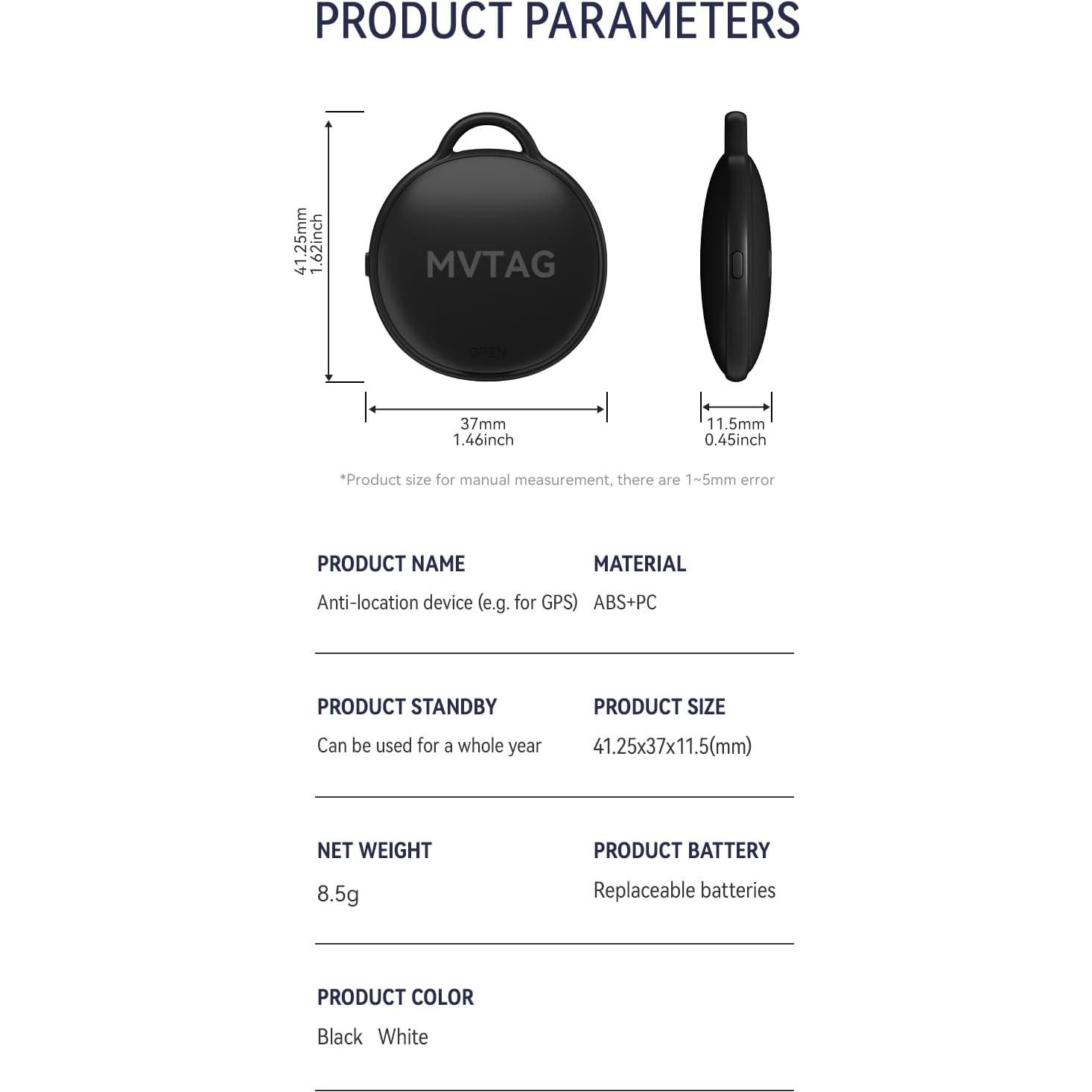 Rastreador Bluetooth Weevoo F6 IP67 para iOS, Batería Reemplazable
