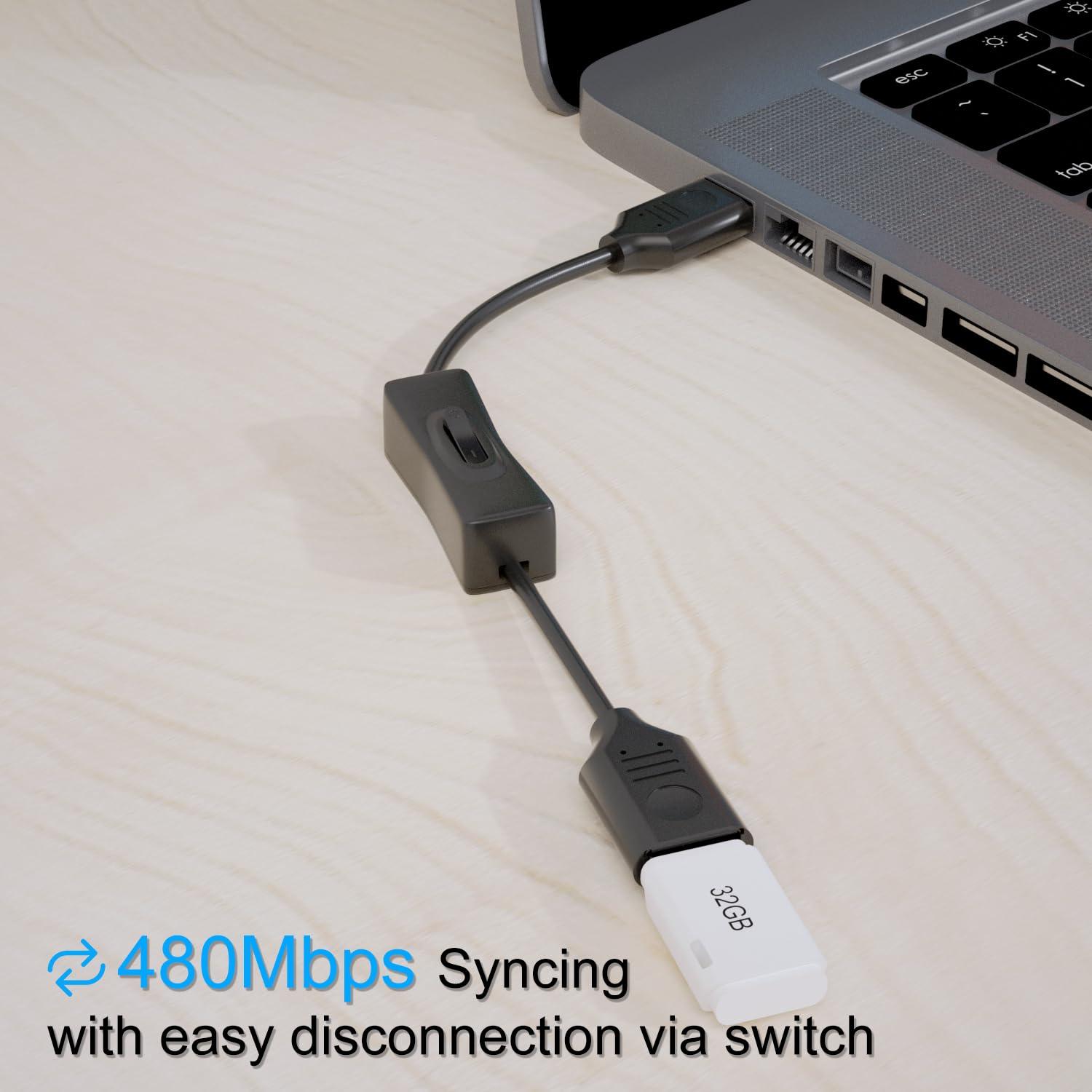 Cable USB On/Off IIISOGNO 0.15m 2A 480Mbps Negro