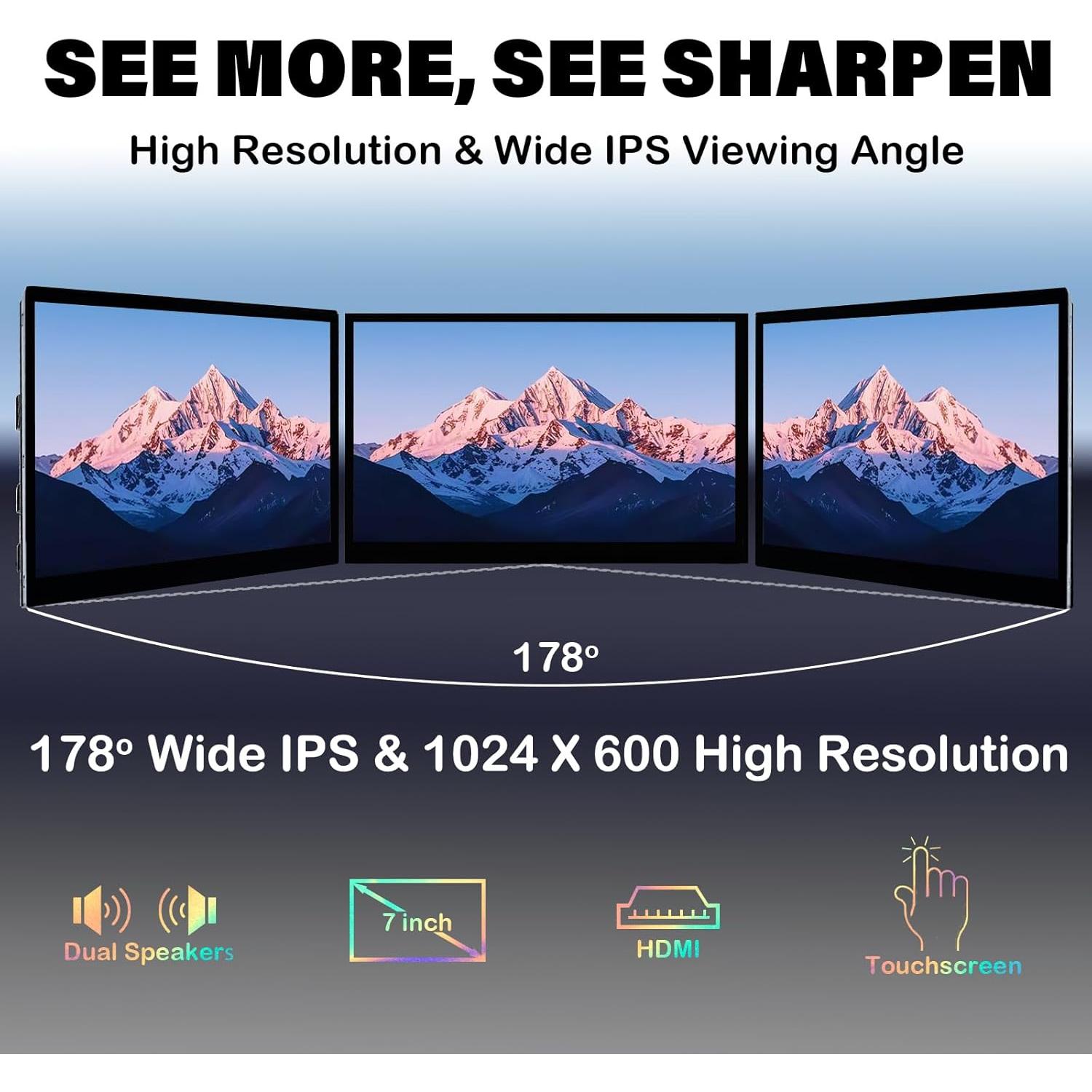 Monitor Táctil Santek 7" IPS 1024x600 HDMI para Raspberry Pi