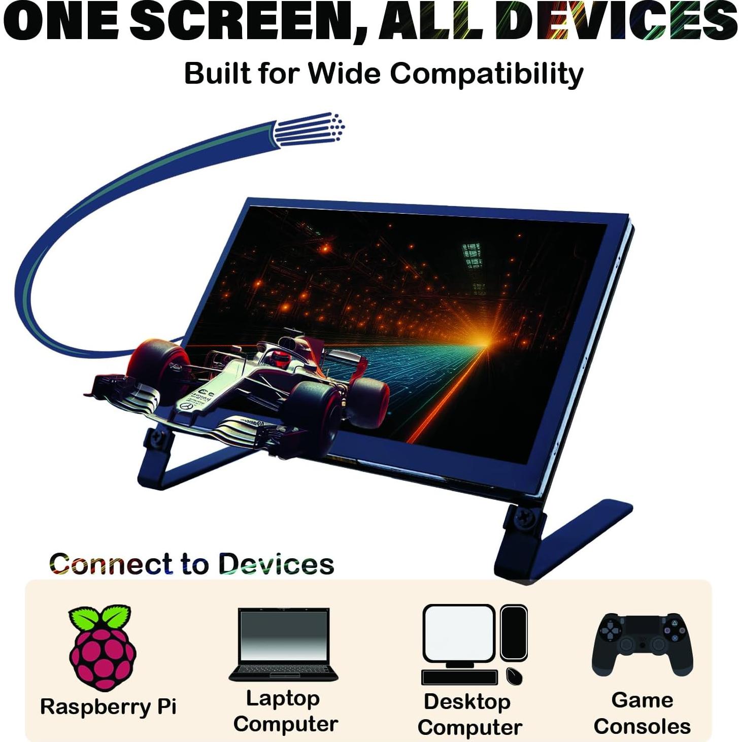 Monitor Táctil Santek 7" IPS 1024x600 HDMI para Raspberry Pi