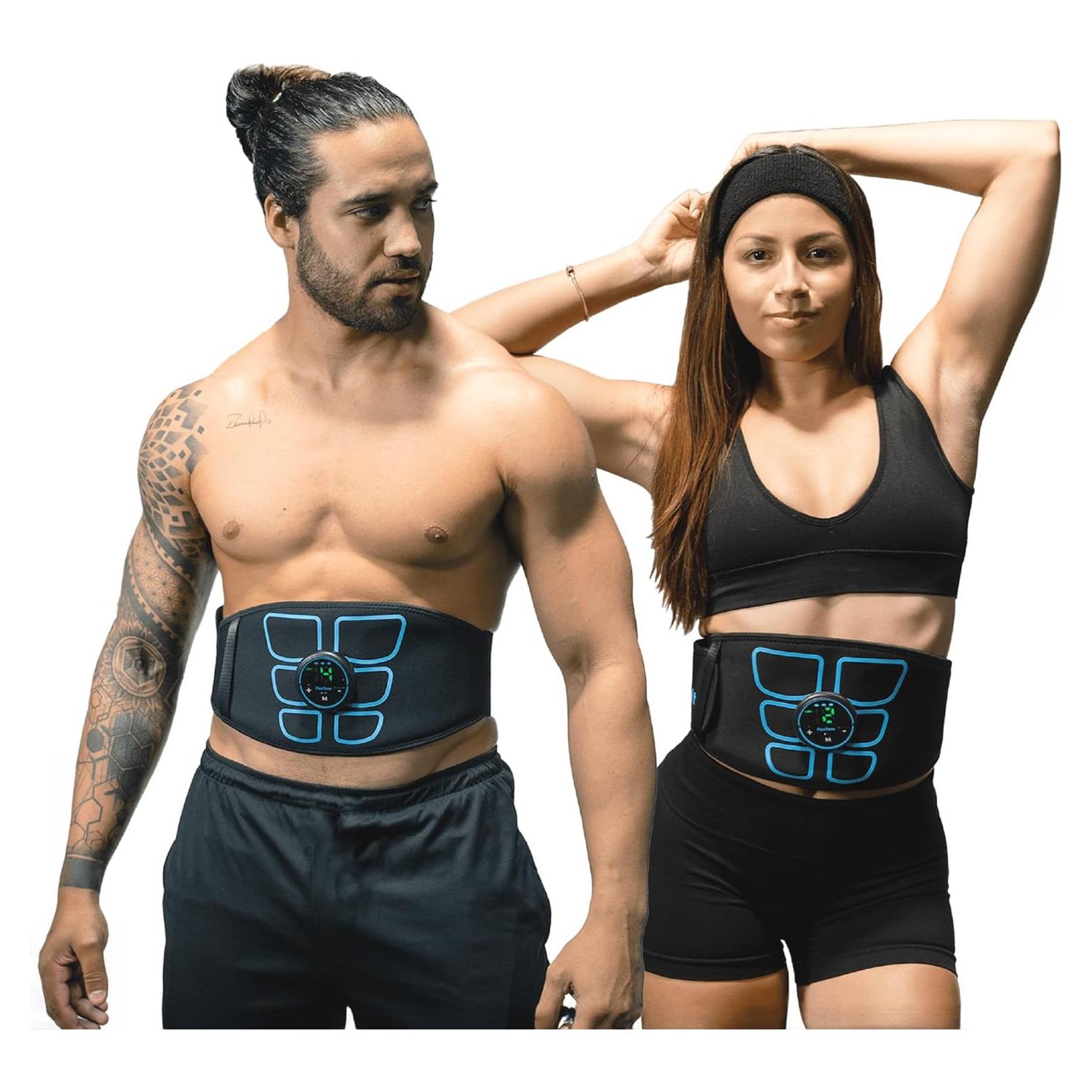 FlexTone Estimulador Abdominal - Cinturón Tonificador  - 6 Modos y 12 Niveles