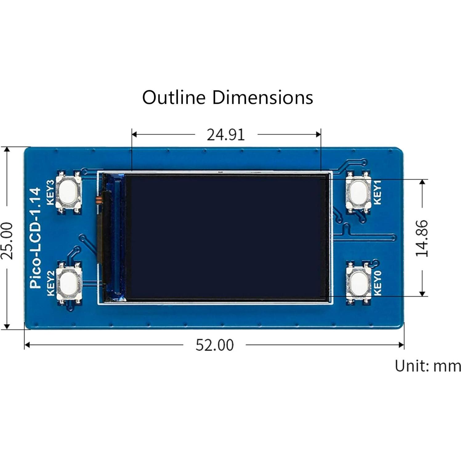 waveshare 1.14inch LCD Display Module for Raspberry Pi Pico, 65K RGB Colors 240×135 Pixels IPS Screen SPI Interface