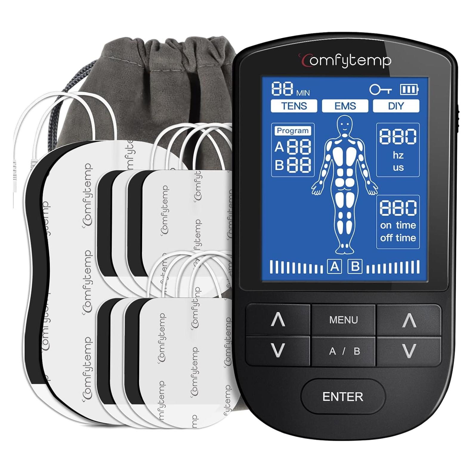 Comfytemp Estimulador Muscular TENS EMS 24 Modos y Pantalla 7.6cm