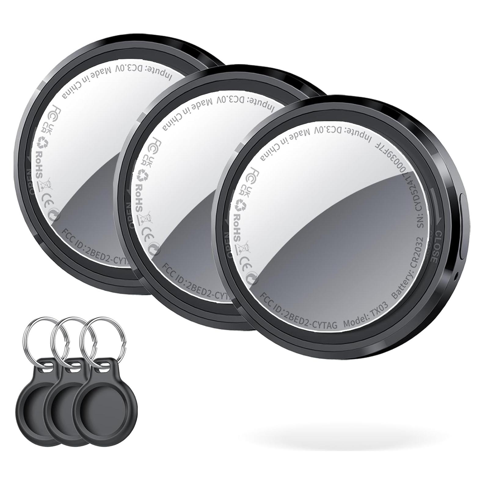 Etiquetas de Rastreo Bluetooth QCOQ - Paquete de 3, Negro