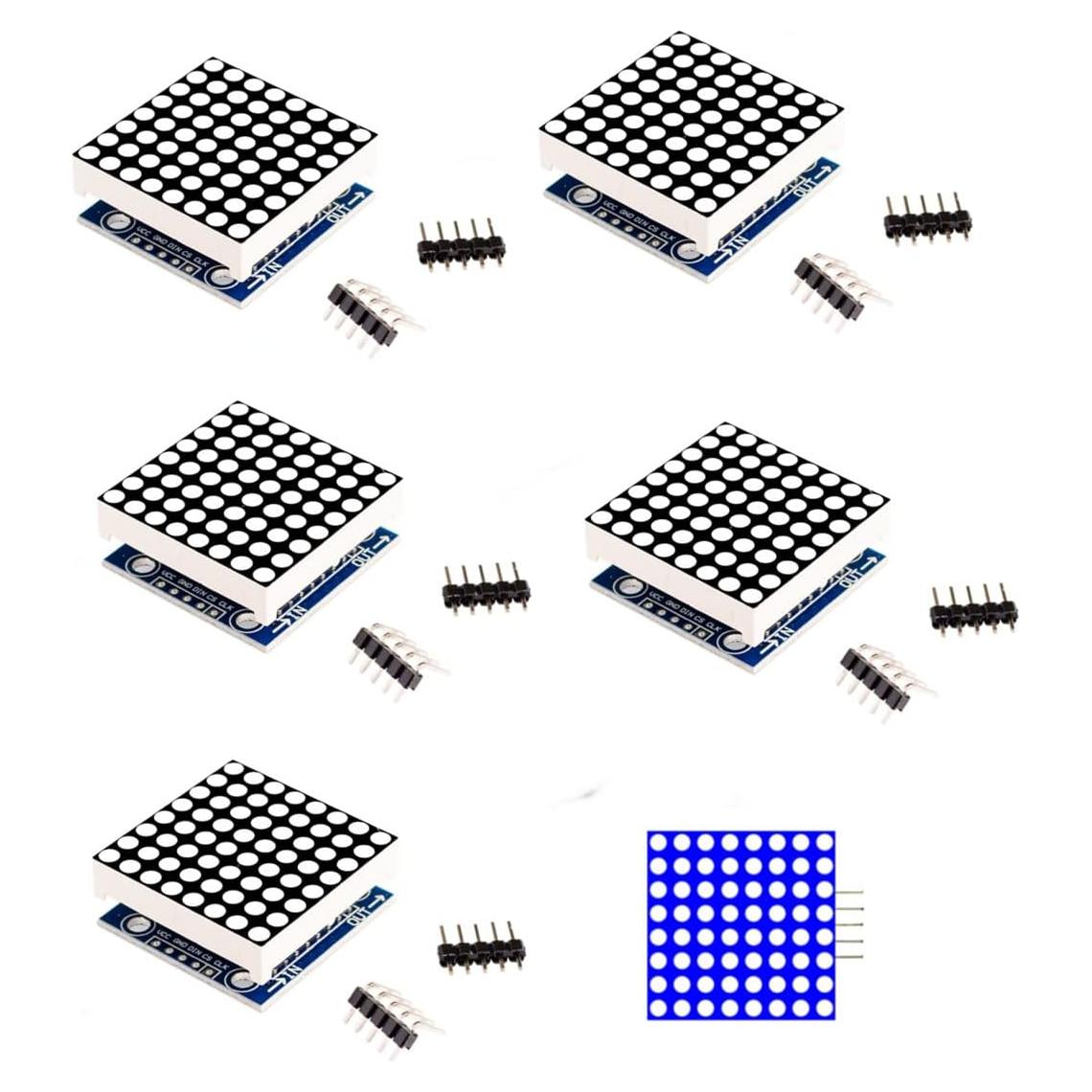 5 Módulos Pantalla LED Matriz 8x8 MAX7219 Azuocn 5V DIY