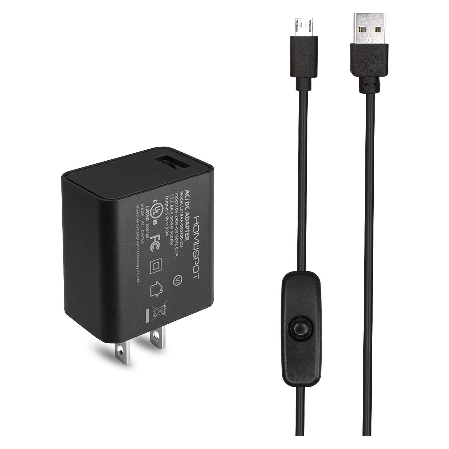 Fuente de Alimentación USB 5V 3A UL-Listed con Interruptor 1.5m