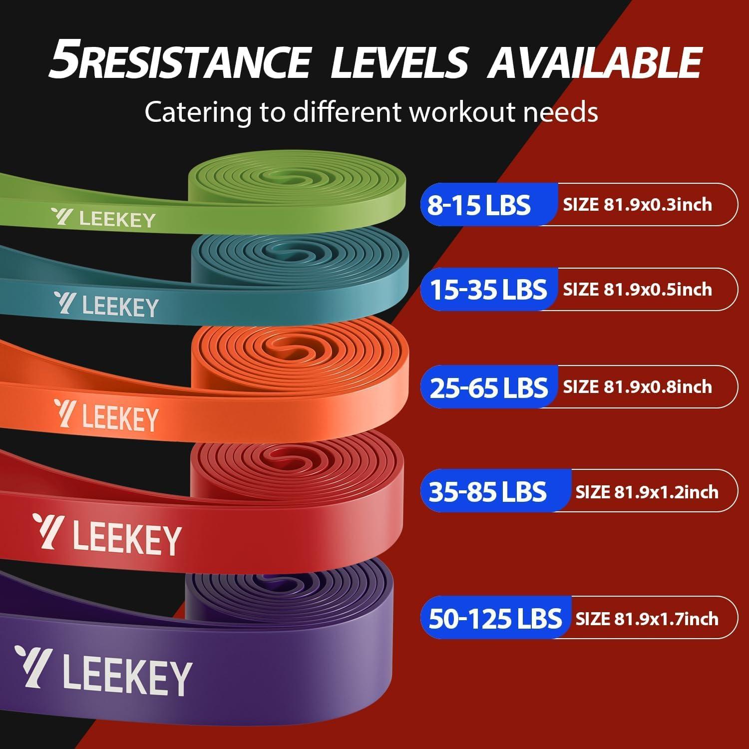 Bandas de Resistencia LEEKEY 5 Niveles para Ejercicio en Casa