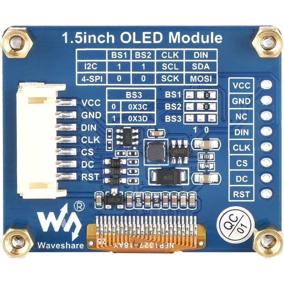 Módulo de Pantalla OLED Waveshare 1.5" 128x128 SPI/I2C