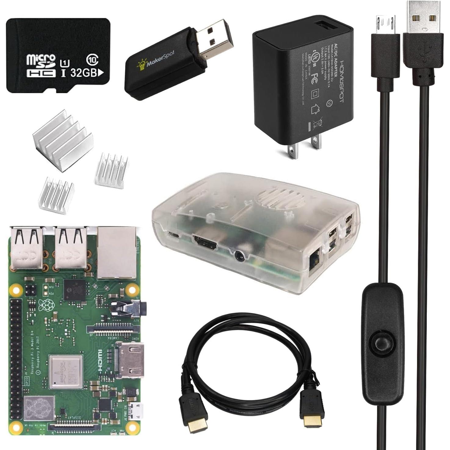 Kit de Inicio Raspberry Pi 3 B+ MakerSpot con 32GB y Accesorios