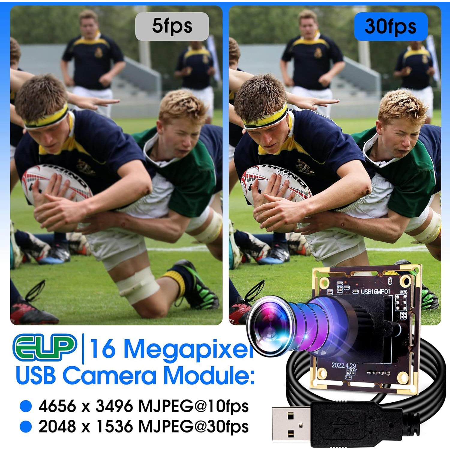 Cámara Fisheye USB 16MP IEights IMX298 170° para PC y Raspberry Pi