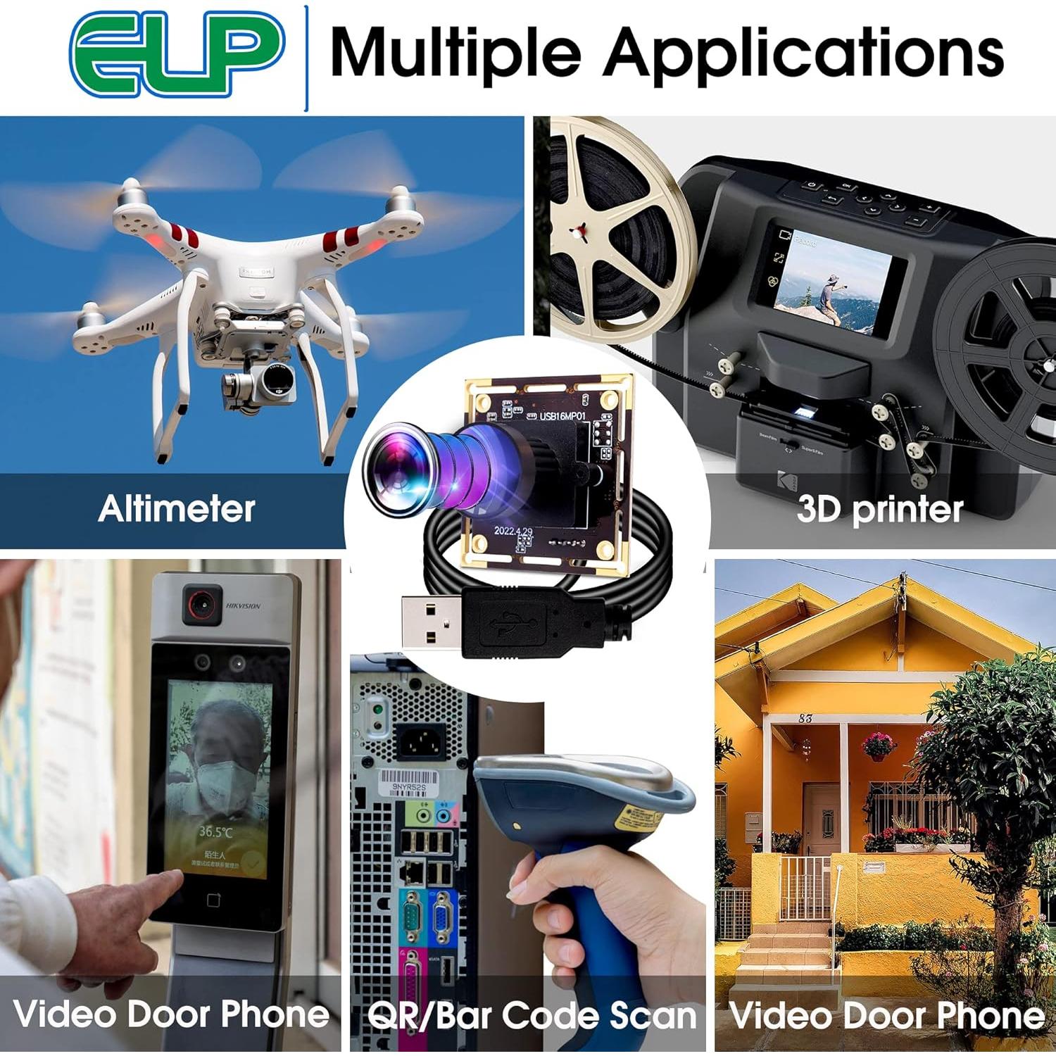 Cámara Fisheye USB 16MP IEights IMX298 170° para PC y Raspberry Pi