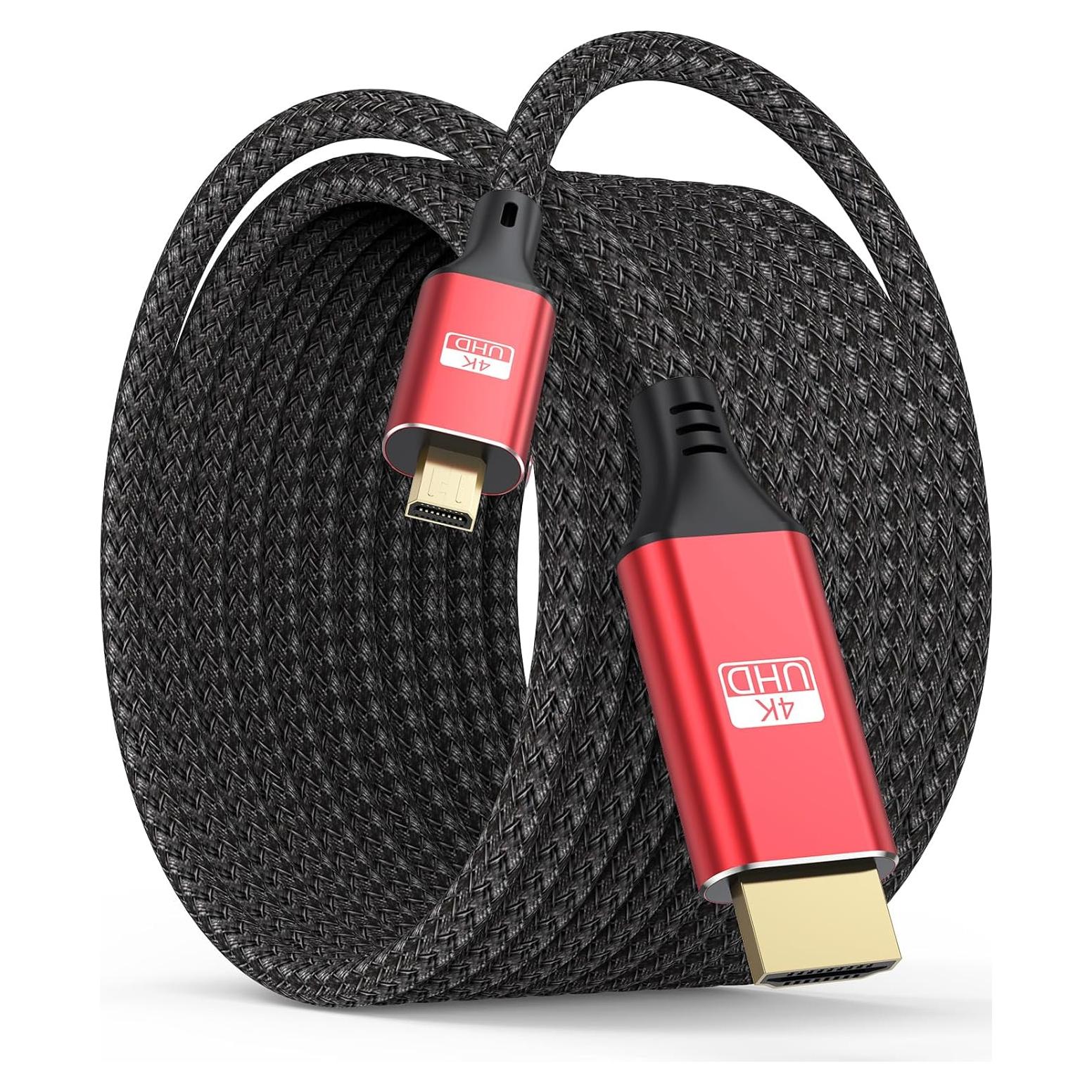 Cable Micro HDMI a HDMI ApoJodly 4.57m 4K 60Hz Nylon