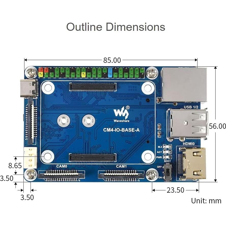 Mini Base Board para Raspberry Pi CM4 Waveshare - Conector GPIO 40PIN